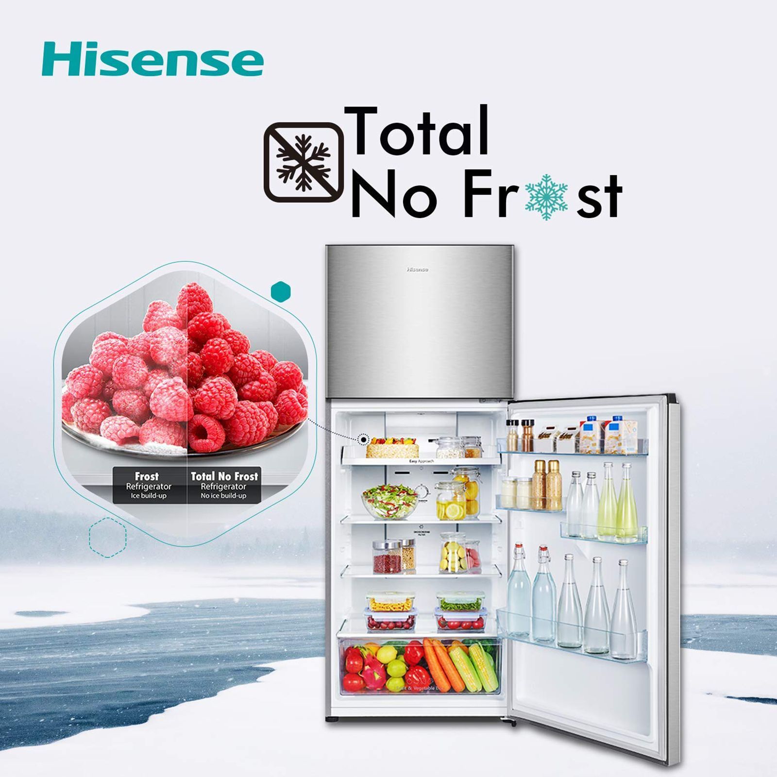 Hisense 411 Litres 2 Star Frost Free Double Door Bottom Mount Refrigerator with Surround Cooling System (RT488N4ASB2, Stainless Steel) Hisense 411 Litres 2 Star Frost Free Double Door Bottom Mount Refrigerator with Surround Cooling System (RT488N4ASB2, Stainless Steel)_13