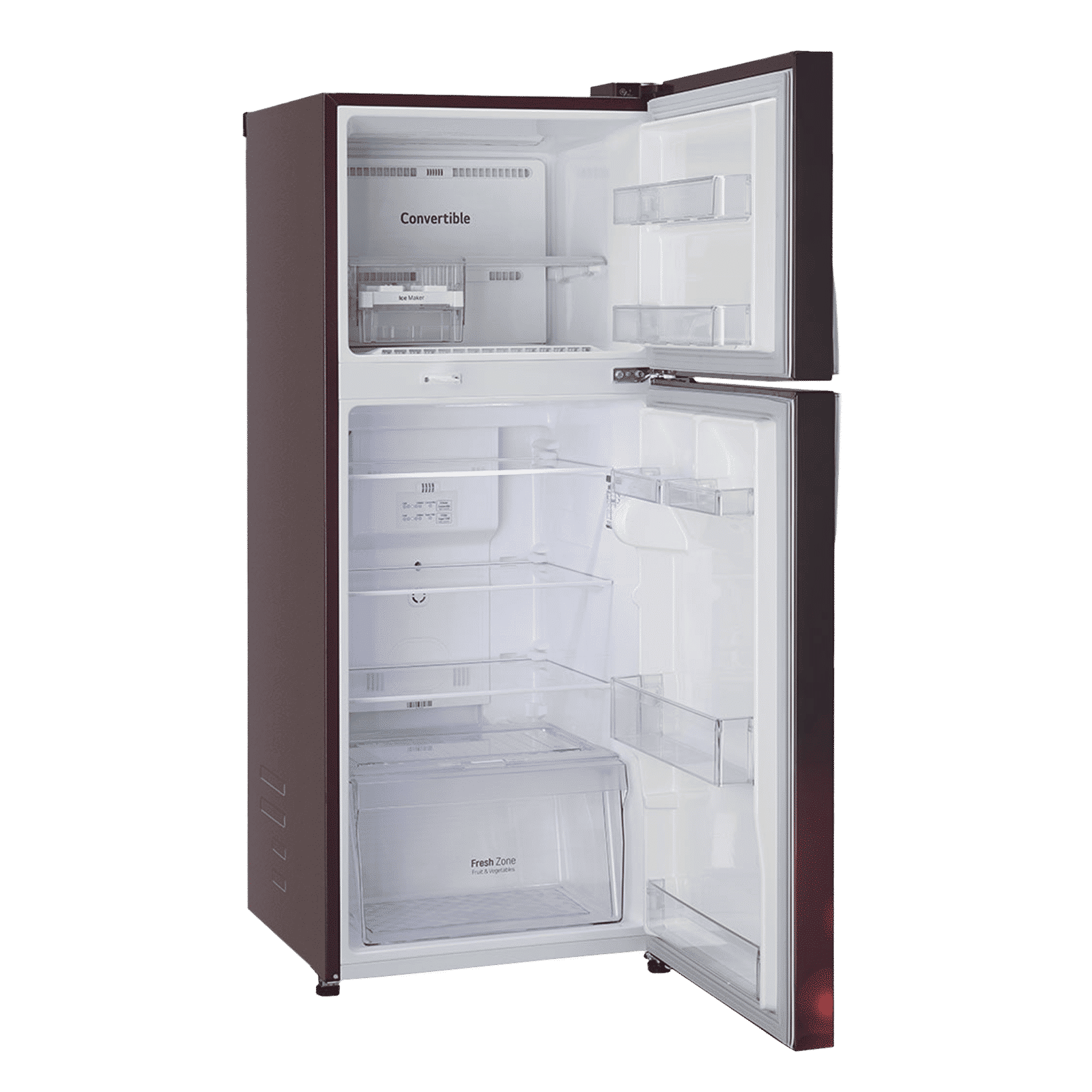 LG 240 Litres 2 Star Frost Free Double Door Convertible Refrigerator with Multi Air Flow System (GL-S292RSCY, Scarlet Charm)_12