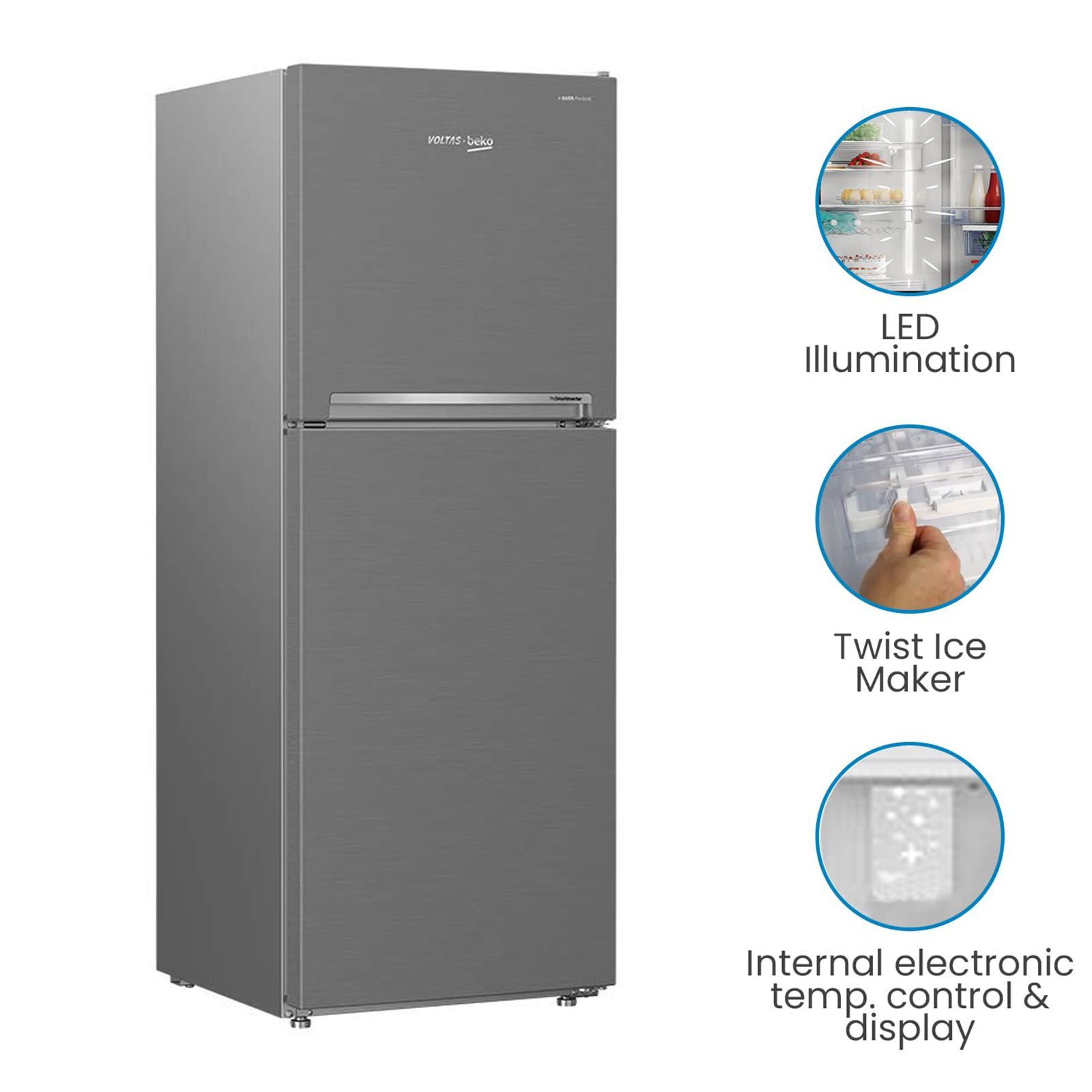 VOLTAS beko 340 Litres 2 Star Frost Free Double Door Refrigerator with Neo Frost Dual Cooling (RFF363I, Silver) VOLTAS beko 340 Litres 2 Star Frost Free Double Door Refrigerator with Neo Frost Dual Cooling (RFF363I, Silver)_9