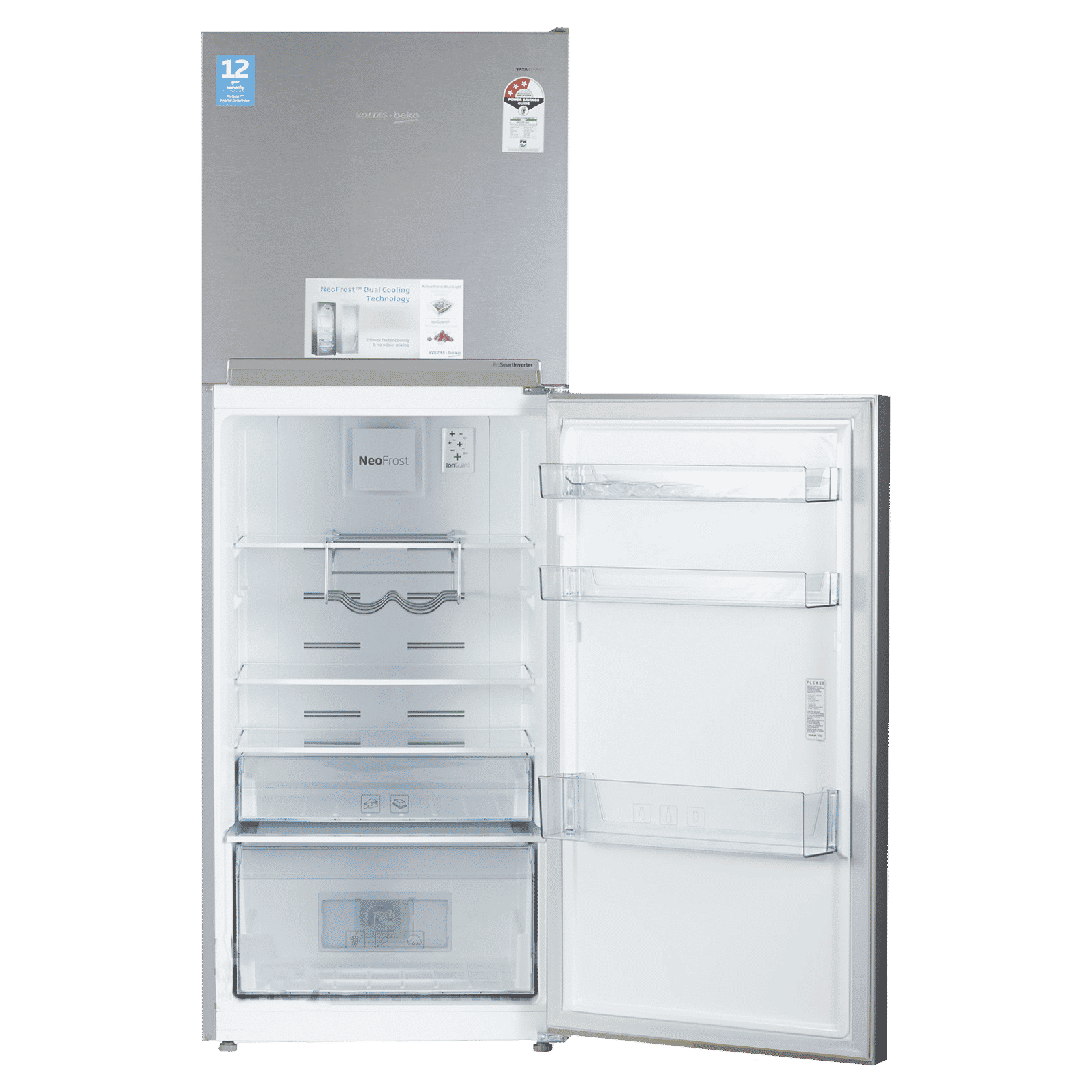 VOLTAS beko 340 Litres 2 Star Frost Free Double Door Refrigerator with Neo Frost Dual Cooling (RFF363I, Silver) VOLTAS beko 340 Litres 2 Star Frost Free Double Door Refrigerator with Neo Frost Dual Cooling (RFF363I, Silver)_14