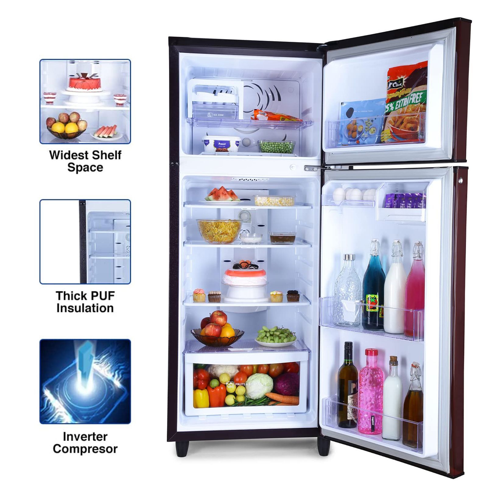 Godrej Eon 260 Litres 2 Star Frost Free Double Door Refrigerator with Anti-Bacterial Gasket (RT EON 275B 25 HI, Aqua Wine) Godrej Eon 260 Litres 2 Star Frost Free Double Door Refrigerator with Anti-Bacterial Gasket (RT EON 275B 25 HI, Aqua Wine)_12