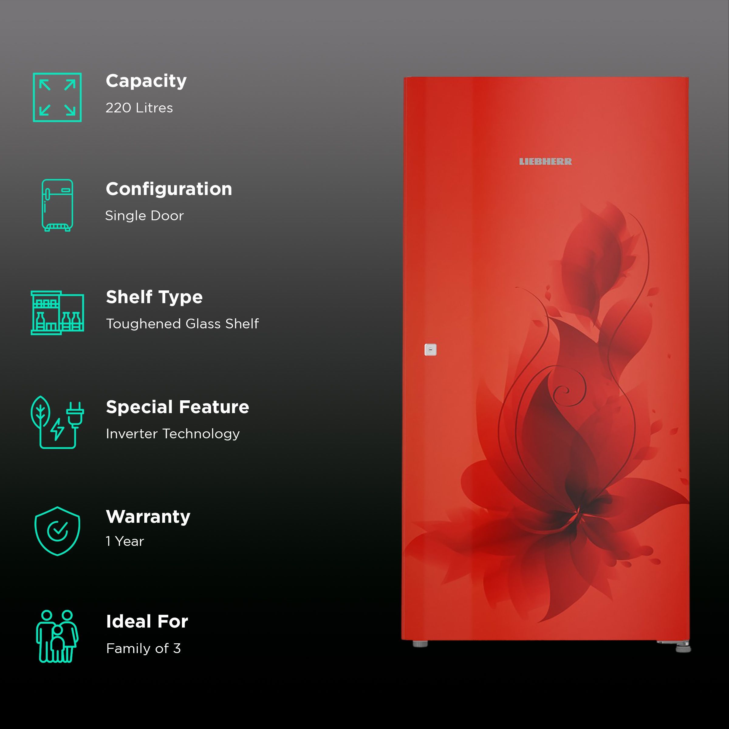 LIEBHERR 220 Litres 3 Star Direct Cool Single Door Refrigerator with Stabilizer Free Operation (DRF 2210, Red) LIEBHERR 220 Litres 3 Star Direct Cool Single Door Refrigerator with Stabilizer Free Operation (DRF 2210, Red)_2