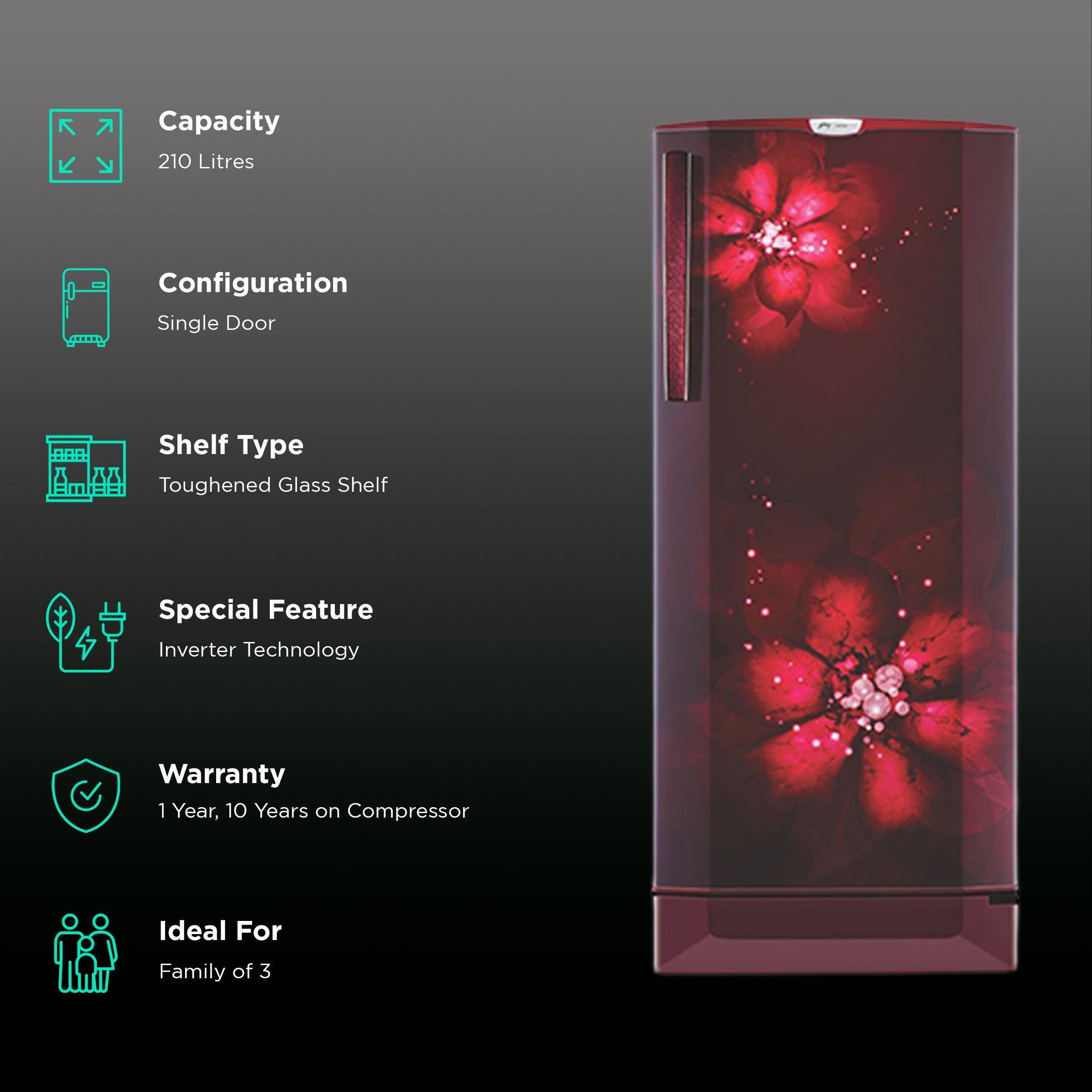 Godrej Edge Pro 210 Litres 3 Star Direct Cool Single Door Refrigerator with Anti Drip Chiller Technology (RD EDGE PRO TDF, Zen Wine)_2