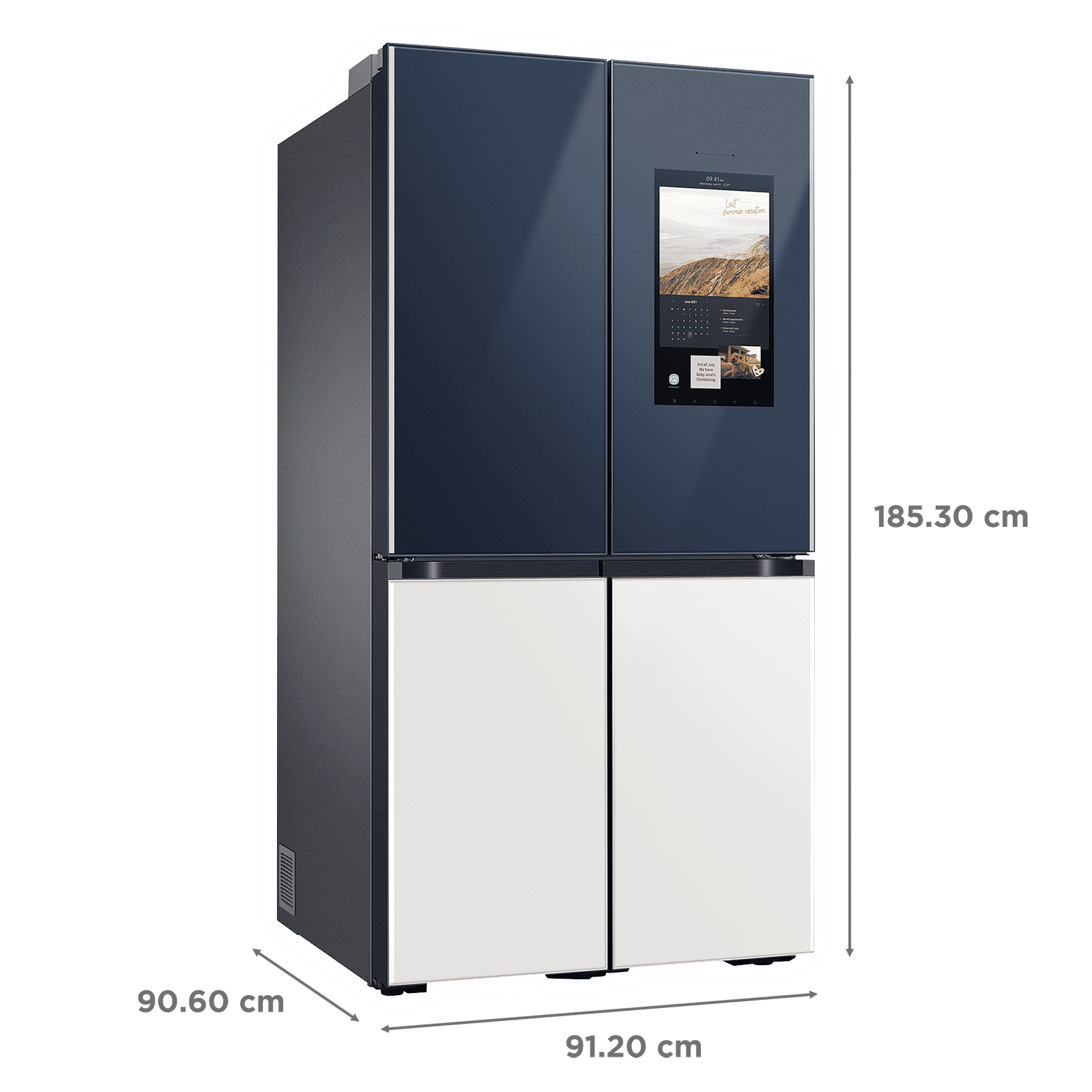 SAMSUNG 934 Litres Frost Free French Door Smart Wi-Fi Enabled Refrigerator with Family Hub (RF90A955387/TL, Glam Navy/Glam White)_3
