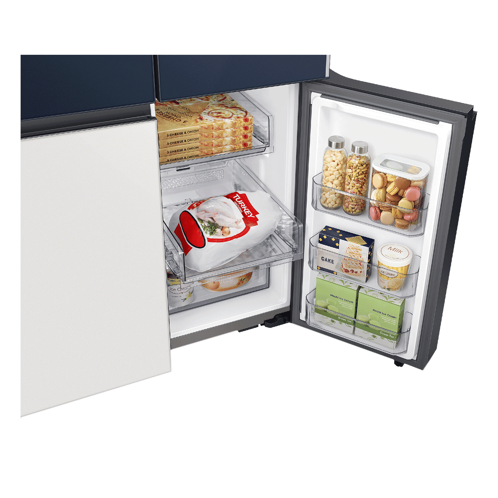 SAMSUNG 934 Litres Frost Free French Door Smart Wi-Fi Enabled Refrigerator with Family Hub (RF90A955387/TL, Glam Navy/Glam White)_6