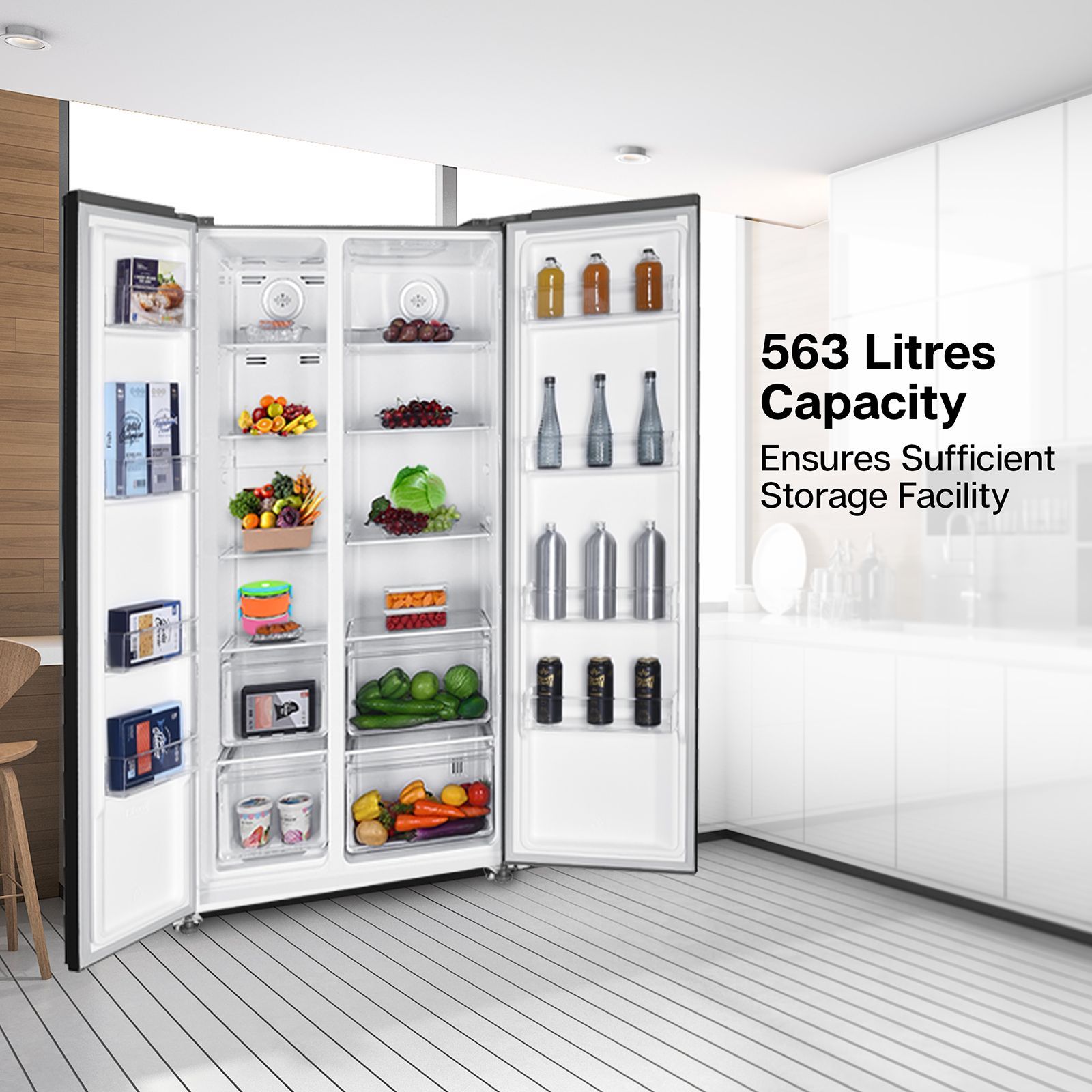 Croma 563 Litres Frost Free Side by Side Refrigerator with Multi Airflow System (CRAR2651, Black Inox)_11