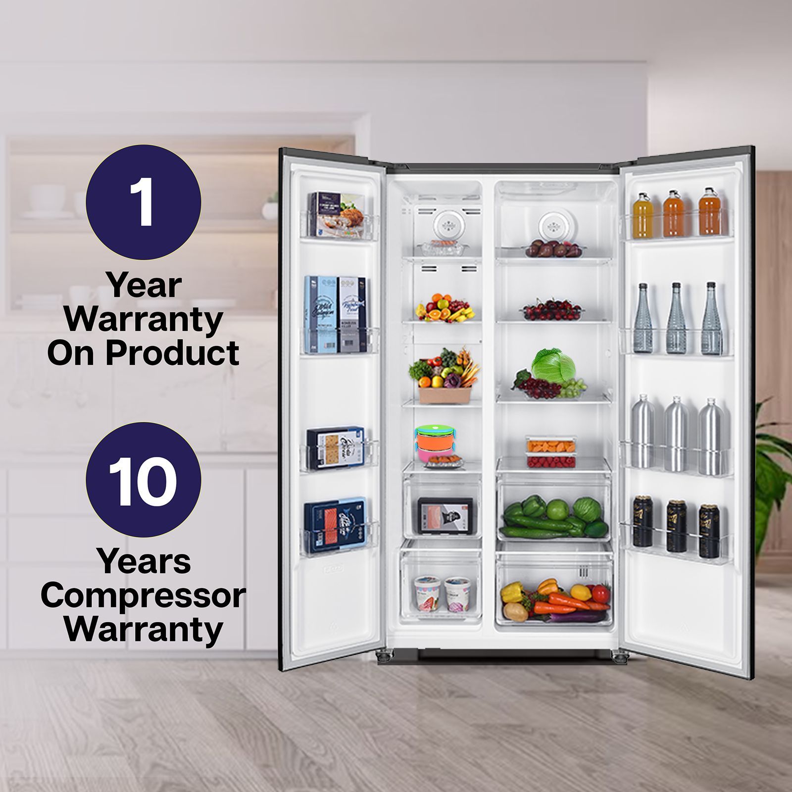 Croma 563 Litres Frost Free Side by Side Refrigerator with Multi Airflow System (CRAR2651, Black Inox)_13