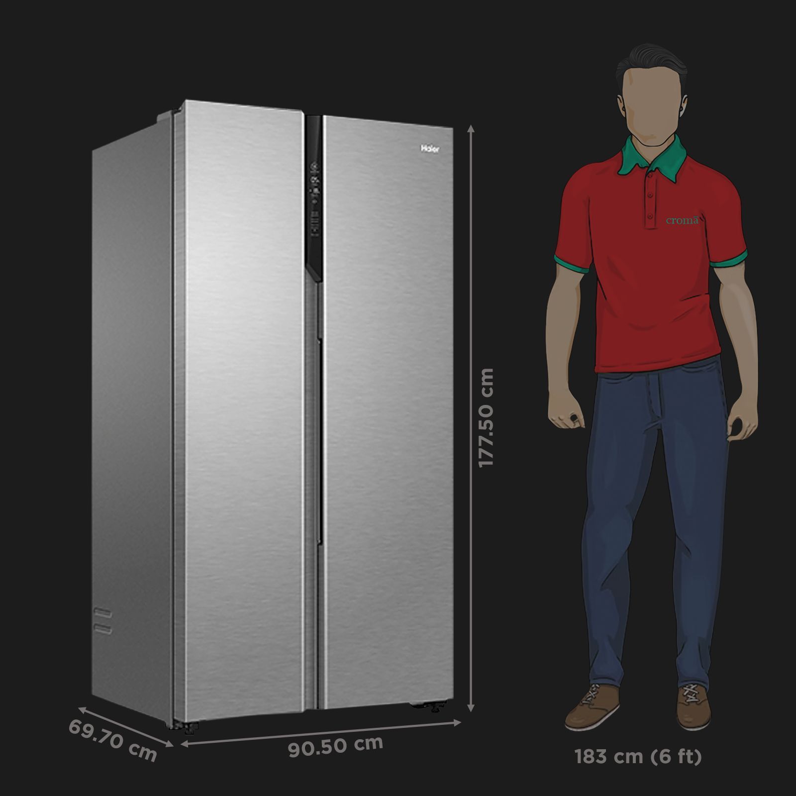 Haier 602 Litres 3 Star Frost Free Side by Side Convertible Refrigerator with Magic Cooling Technology (HRS-682SS, Shiny Steel)_2