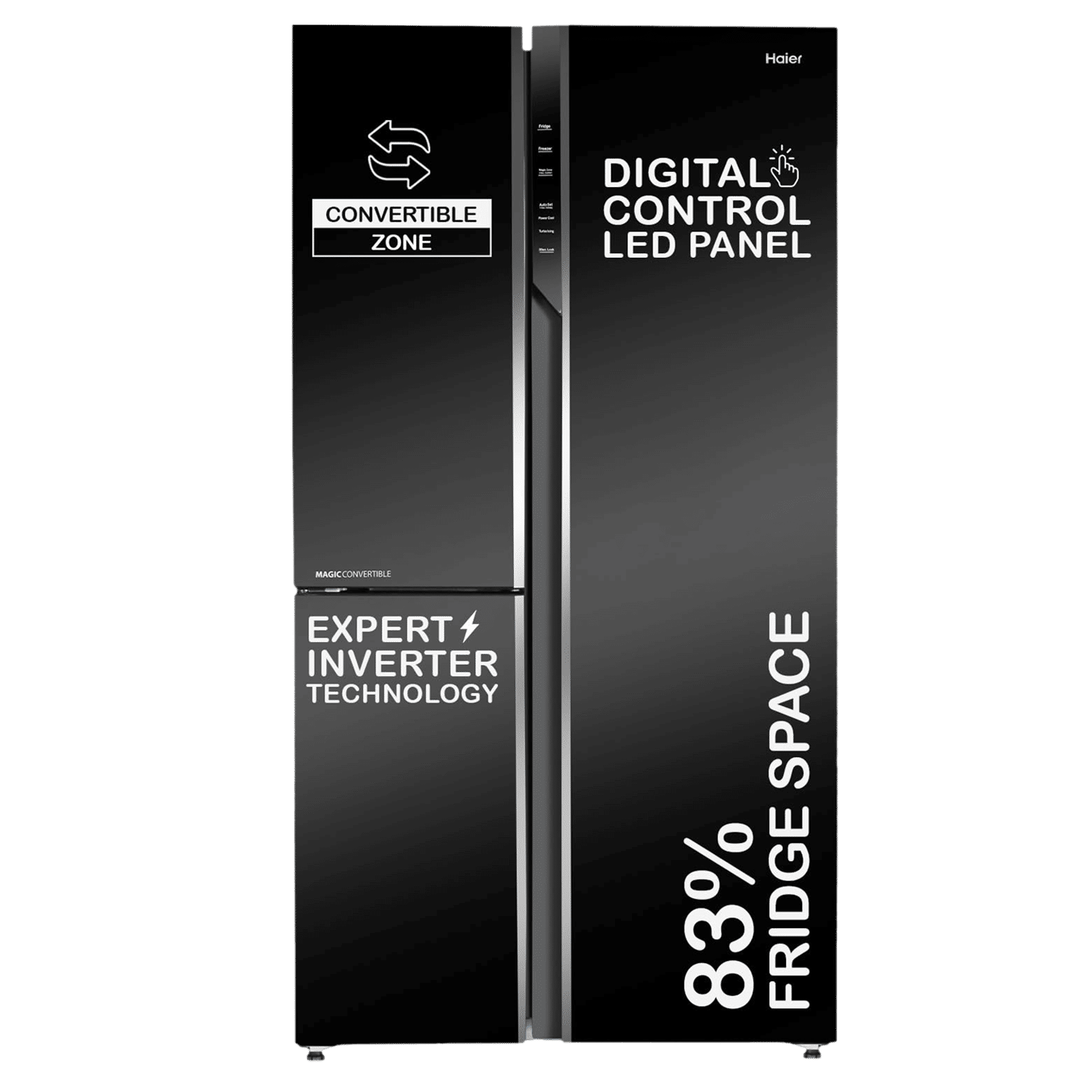 Haier 598 Litres Frost Free Side by Side Refrigerator with Magic Cooling Technology (HRT-683KG, Black Glass)_1