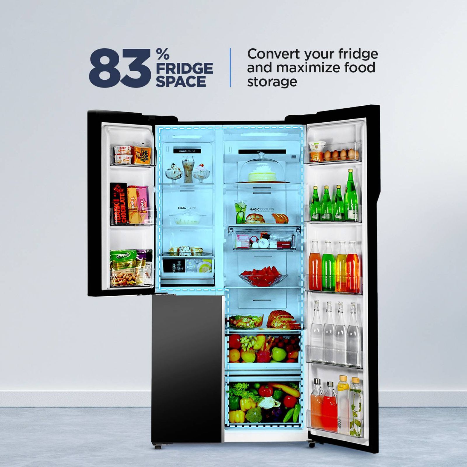 Haier 598 Litres Frost Free Side by Side Refrigerator with Magic Cooling Technology (HRT-683KG, Black Glass)_11