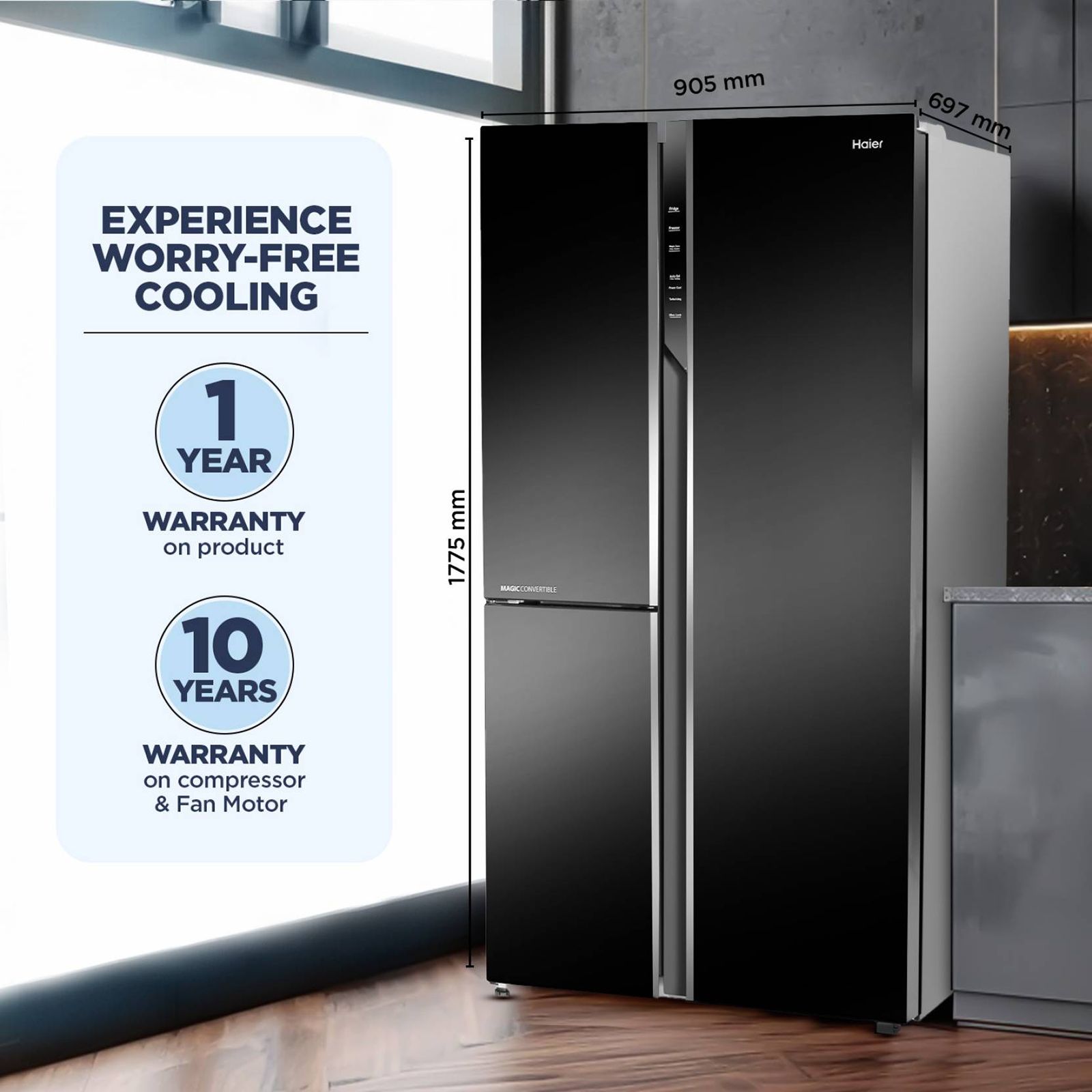 Haier 598 Litres Frost Free Side by Side Refrigerator with Magic Cooling Technology (HRT-683KG, Black Glass)_12