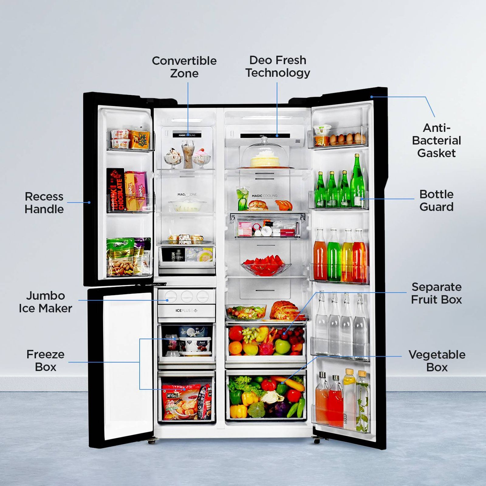 Haier 598 Litres Frost Free Side by Side Refrigerator with Magic Cooling Technology (HRT-683KG, Black Glass)_17