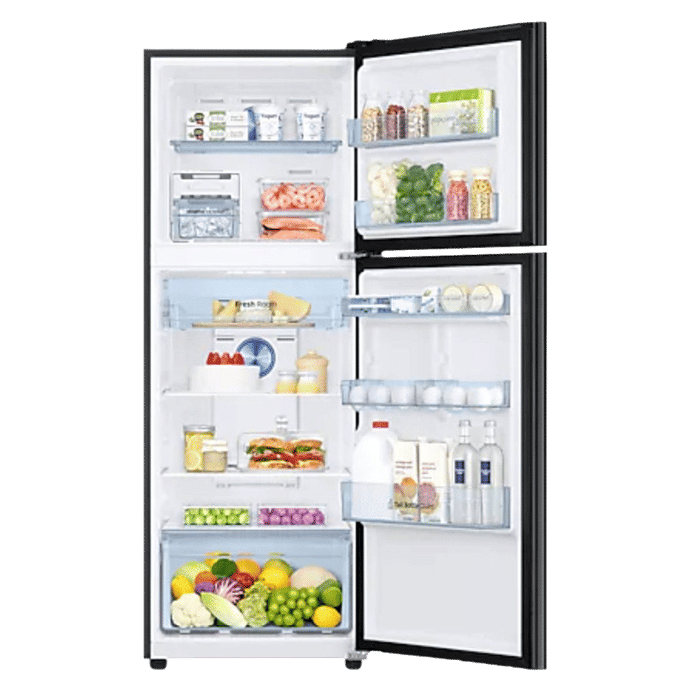 SAMSUNG 314 Litres 3 Star Frost Free Double Door Convertible Refrigerator with Multi Air Flow System (RT34A4533BX/HL, Luxe Black)_5