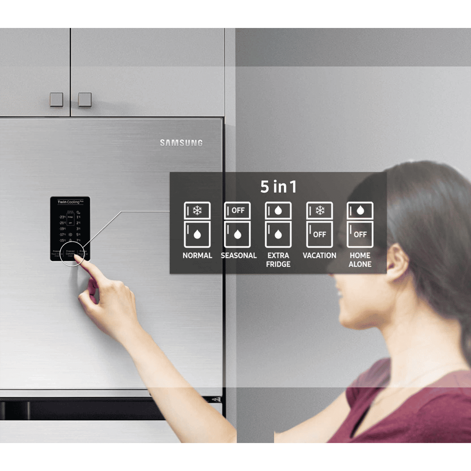 SAMSUNG 415 Litres 2 Star Frost Free Double Door Convertible Refrigerator with Anti-Bacteria Protector (RT42T50682C/TL, Black Glass)_12