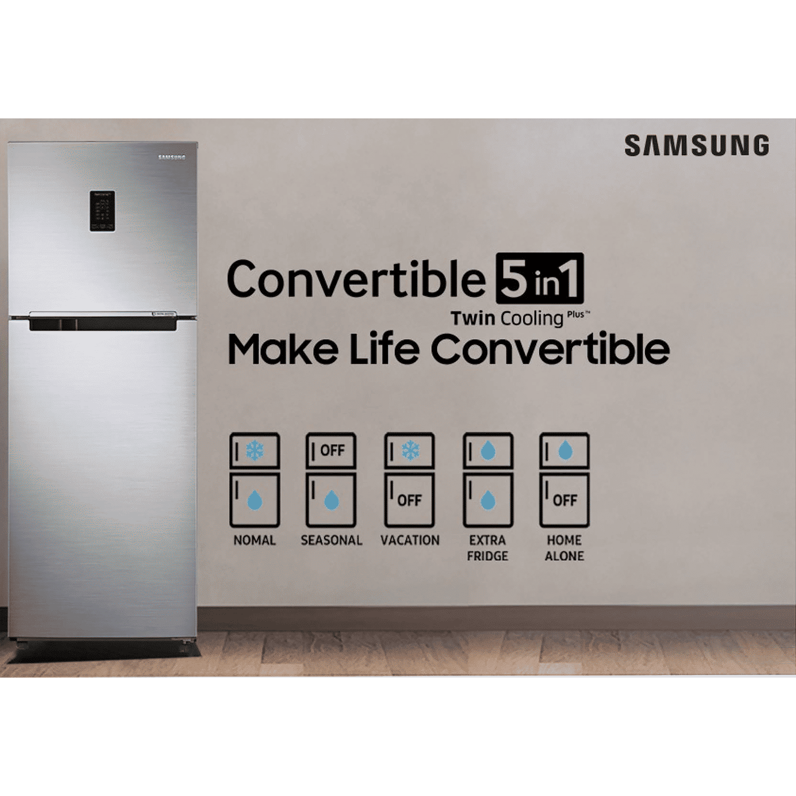 SAMSUNG 415 Litres 2 Star Frost Free Double Door Convertible Refrigerator with Anti-Bacteria Protector (RT42T50682C/TL, Black Glass)_13