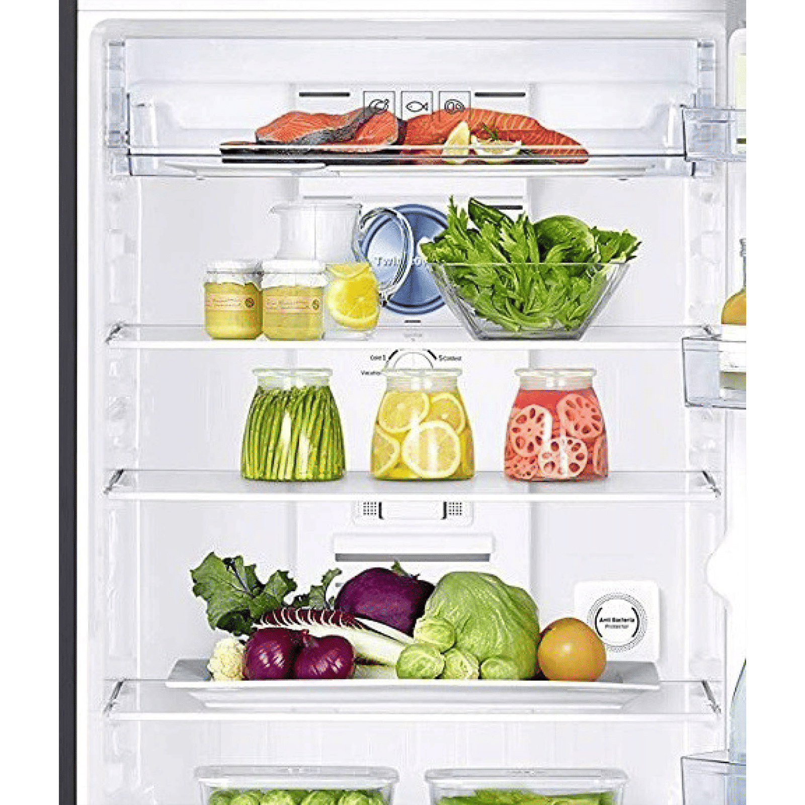 SAMSUNG 415 Litres 2 Star Frost Free Double Door Convertible Refrigerator with Anti-Bacteria Protector (RT42T50682C/TL, Black Glass)_7