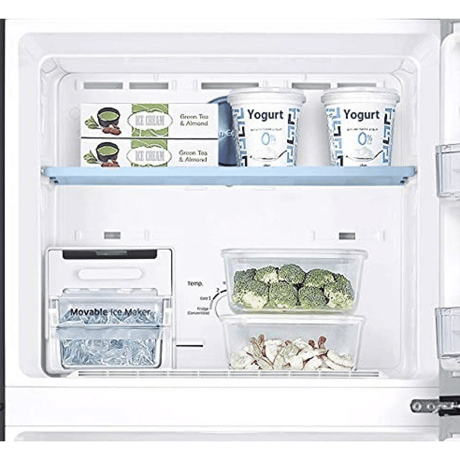 SAMSUNG 415 Litres 2 Star Frost Free Double Door Convertible Refrigerator with Anti-Bacteria Protector (RT42T50682C/TL, Black Glass)_8