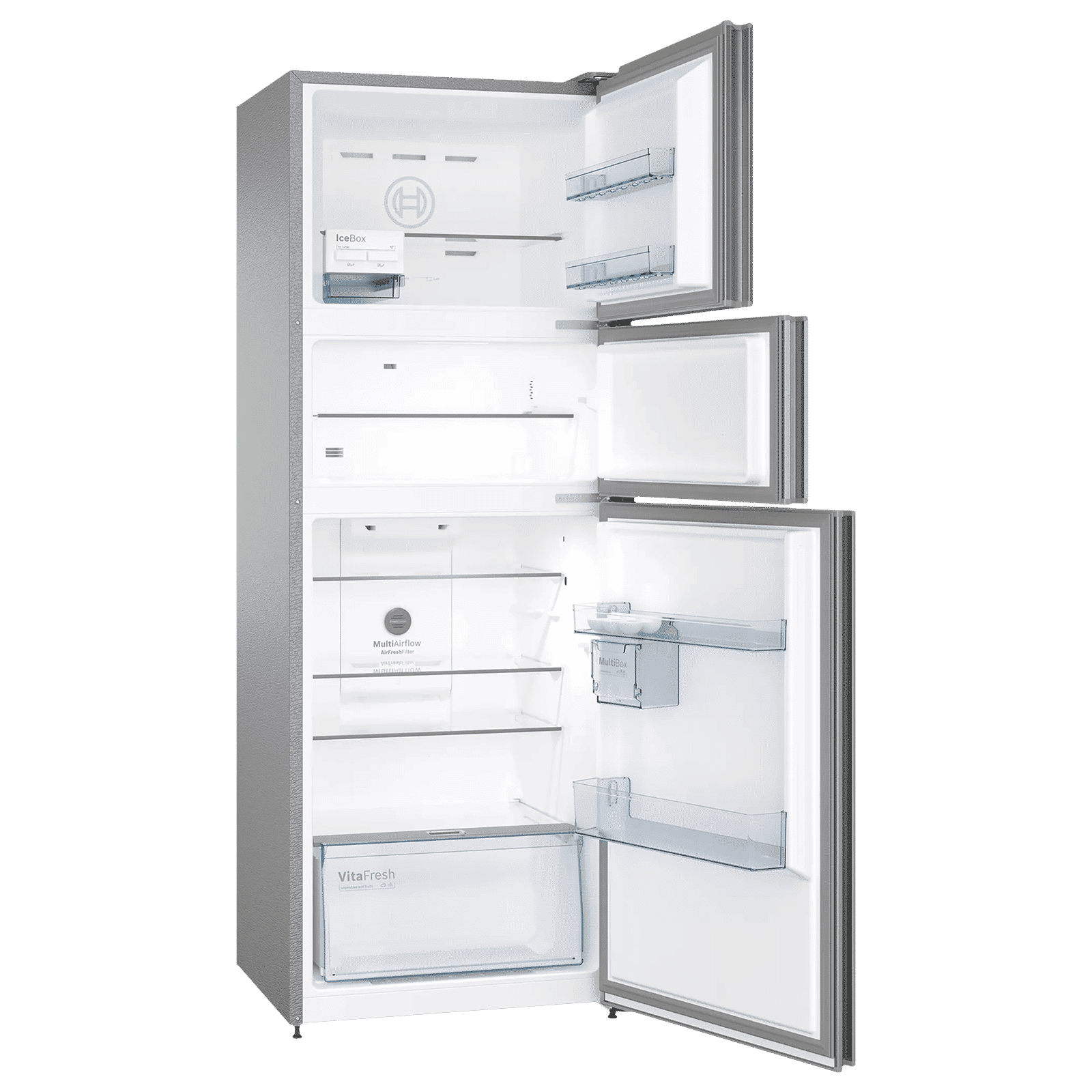 BOSCH Series 6 335 Litres Frost Free Triple Door Convertible Refrigerator with Temperature Display (CMC36S05NI, Shiney Silver)_5