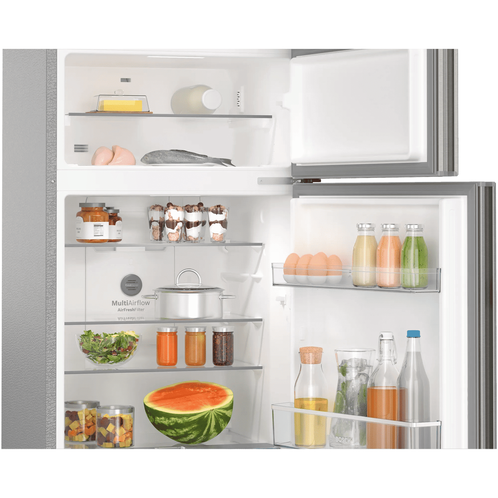 BOSCH Series 6 335 Litres Frost Free Triple Door Convertible Refrigerator with Temperature Display (CMC36S05NI, Shiney Silver)_6