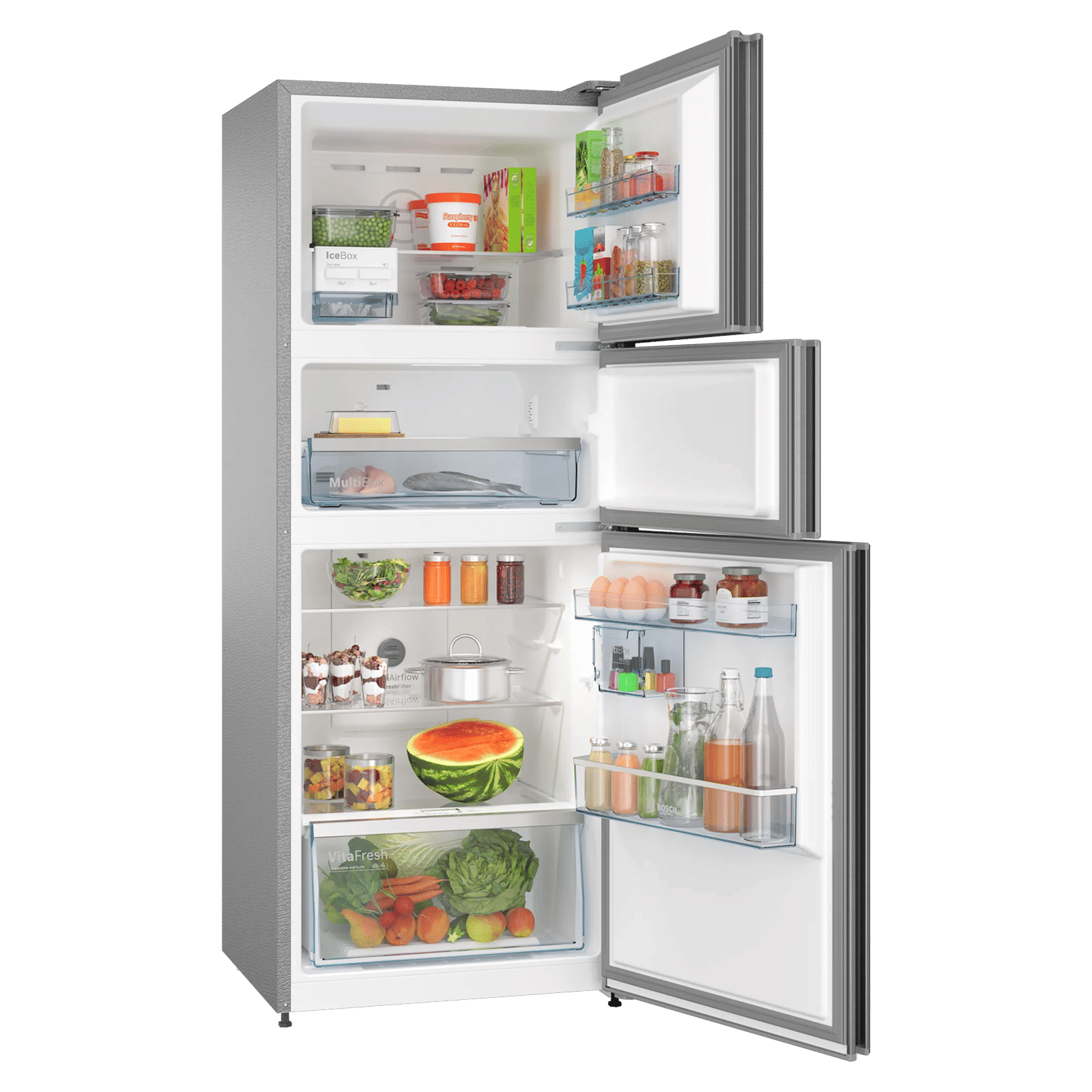 BOSCH Series 4 303 Litres Frost Free Triple Door Convertible Refrigerator with Temperature Display (CMC33K05NI, Smoky Steel) BOSCH Series 4 303 Litres Frost Free Triple Door Convertible Refrigerator with Temperature Display (CMC33K05NI, Smoky Steel)_4