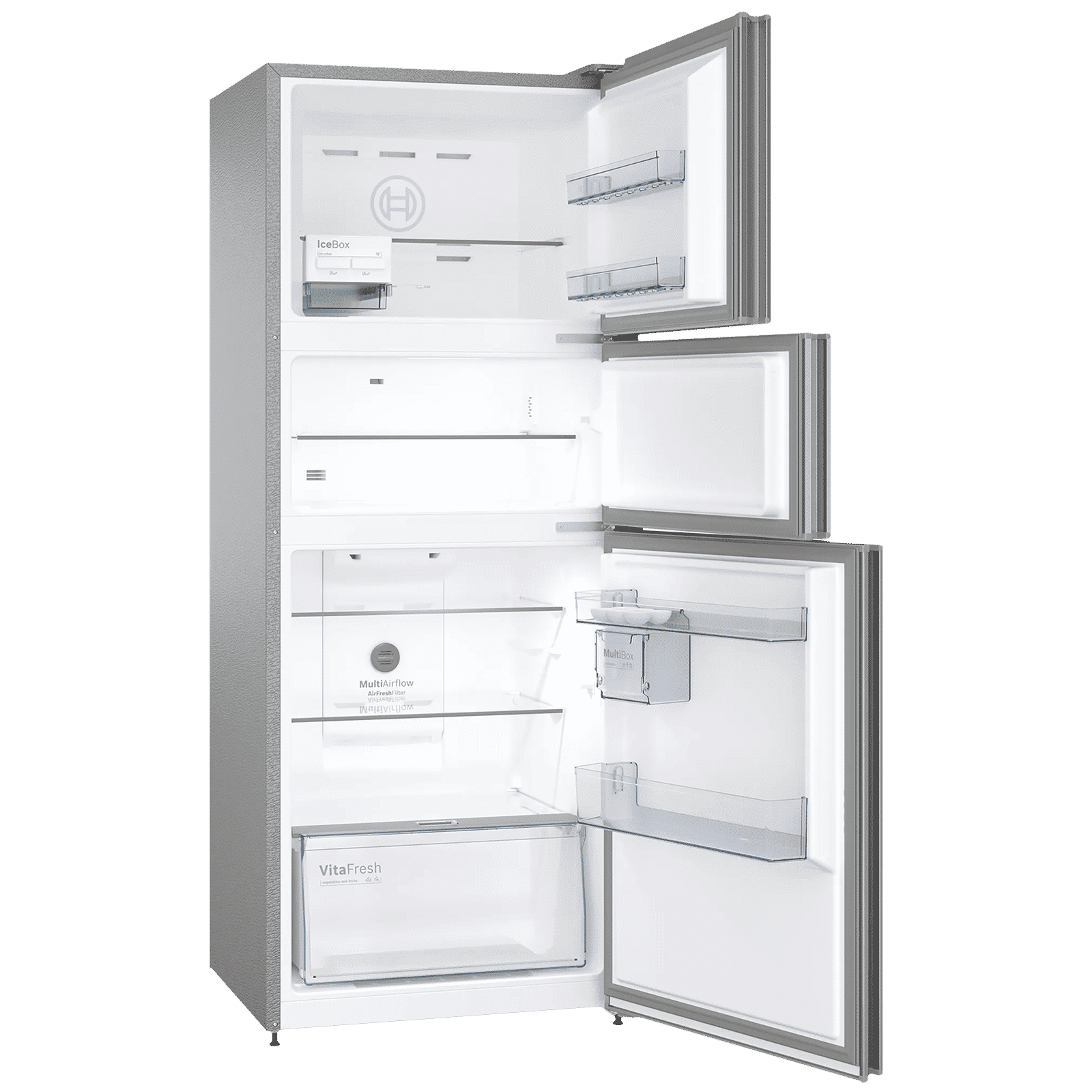 BOSCH Series 4 303 Litres Frost Free Triple Door Convertible Refrigerator with Temperature Display (CMC33S05NI, Shiney Silver)_6