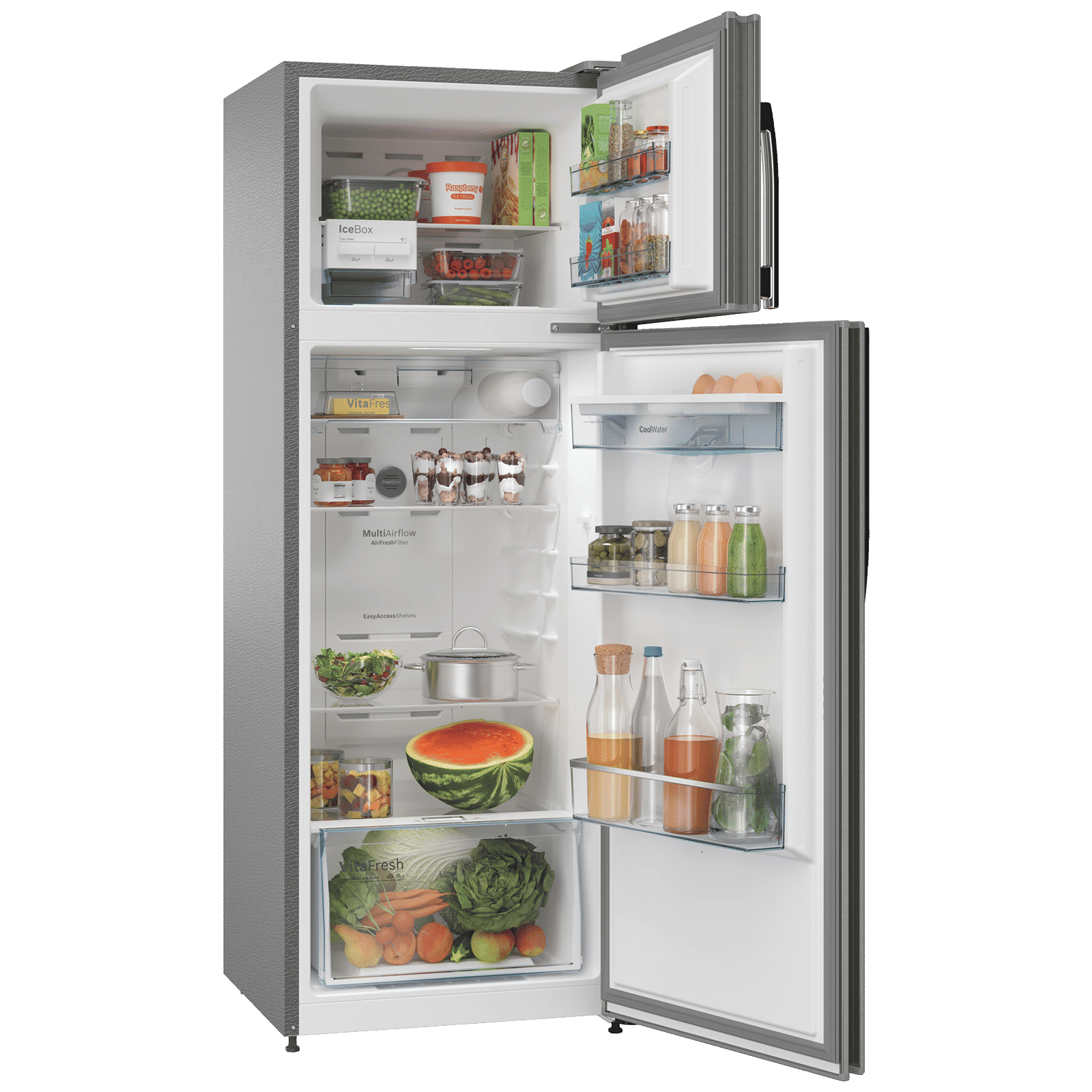 BOSCH Series 4 290 Litres 4 Star Frost Free Double Door Convertible Refrigerator with Water Dispenser (CTC29S04DI, Shiney Silver)_5