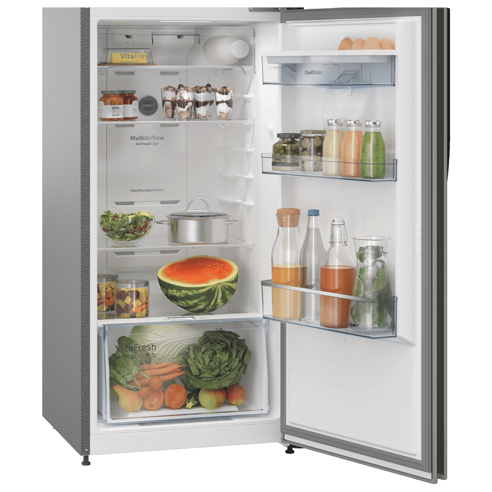 BOSCH Series 4 290 Litres 4 Star Frost Free Double Door Convertible Refrigerator with Water Dispenser (CTC29S04DI, Shiney Silver)_7