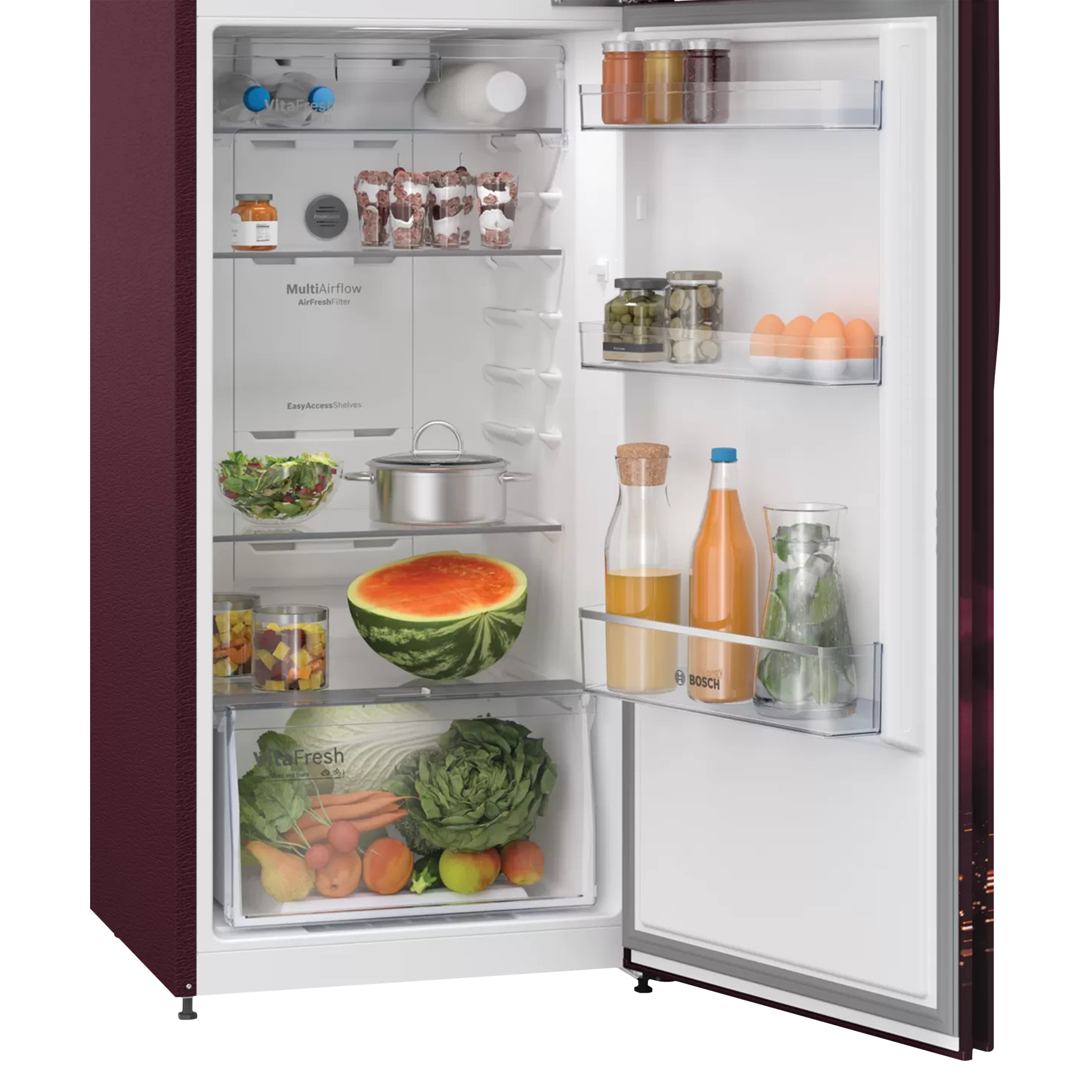 BOSCH Series 6 243 Litres 4 Star Frost Free Double Door Convertible Refrigerator with Temperature Display (CTC27W24EI, Sevian Wine)_7