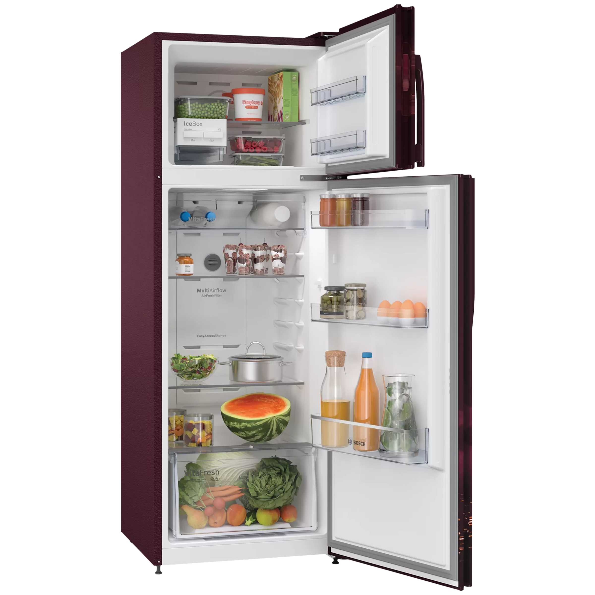 BOSCH Series 6 243 Litres 4 Star Frost Free Double Door Convertible Refrigerator with Temperature Display (CTC27W24EI, Sevian Wine)_4