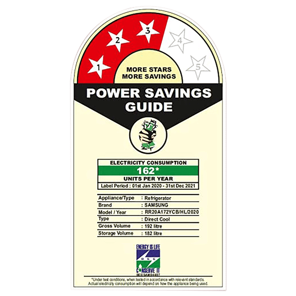 SAMSUNG Stylish Grande 192 Litres 3 Star Direct Cool Single Door Refrigerator with Anti-Bacterial Gasket (RR20A172YCB/HL, Camellia Black) SAMSUNG Stylish Grande 192 Litres 3 Star Direct Cool Single Door Refrigerator with Anti-Bacterial Gasket (RR20A172YCB/HL, Camellia Black)_9