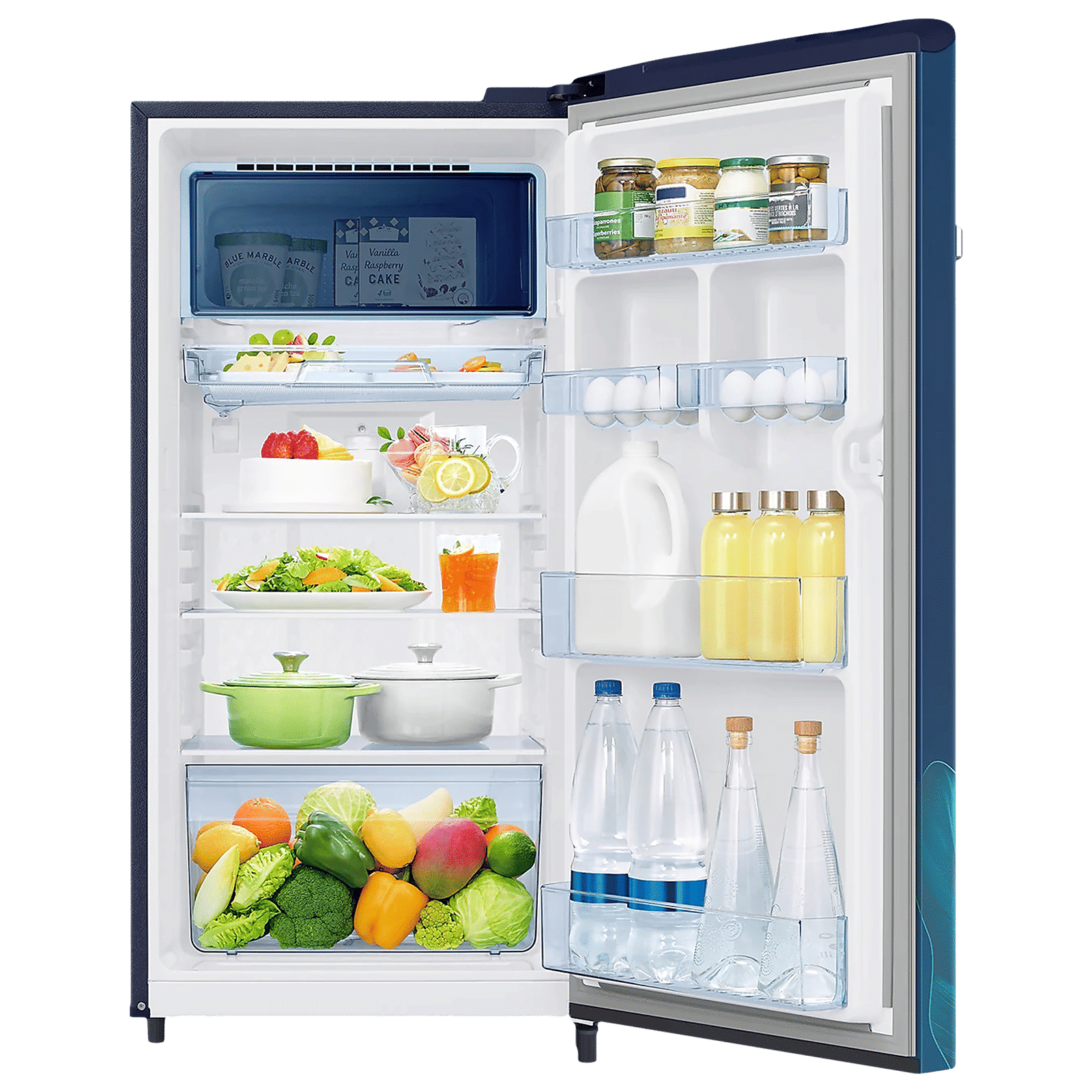 SAMSUNG Digi-Touch Cool 198 Litres 4 Star Direct Cool Single Door Refrigerator with Base Stand Drawer (RR21A2E2X9U/HL, Paradise Bloom Blue)_5