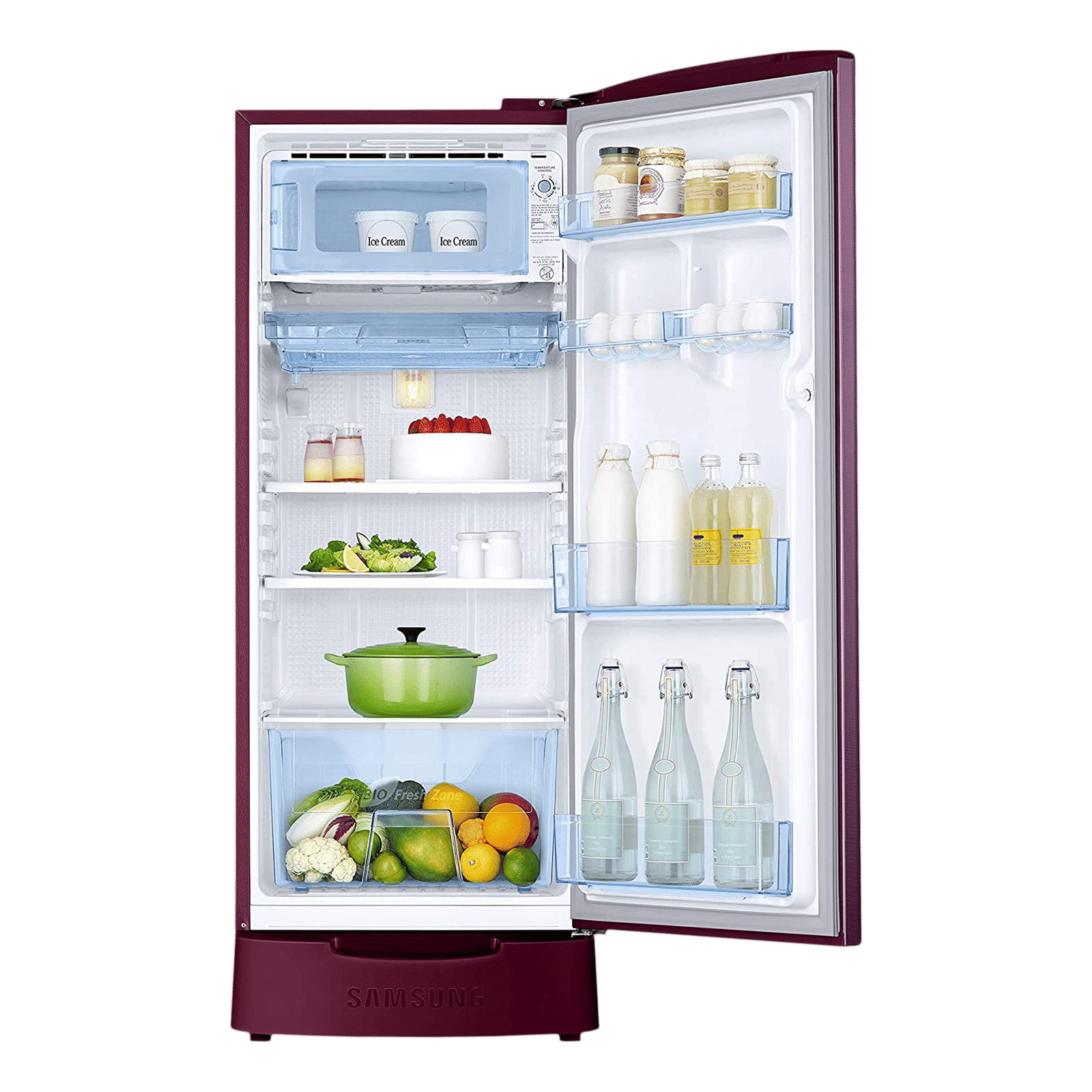 SAMSUNG Grande 192 Litres 3 Star Direct Cool Single Door Refrigerator with Base Stand Drawer (RR20A182YCR/HL, Camellia Purple)_5