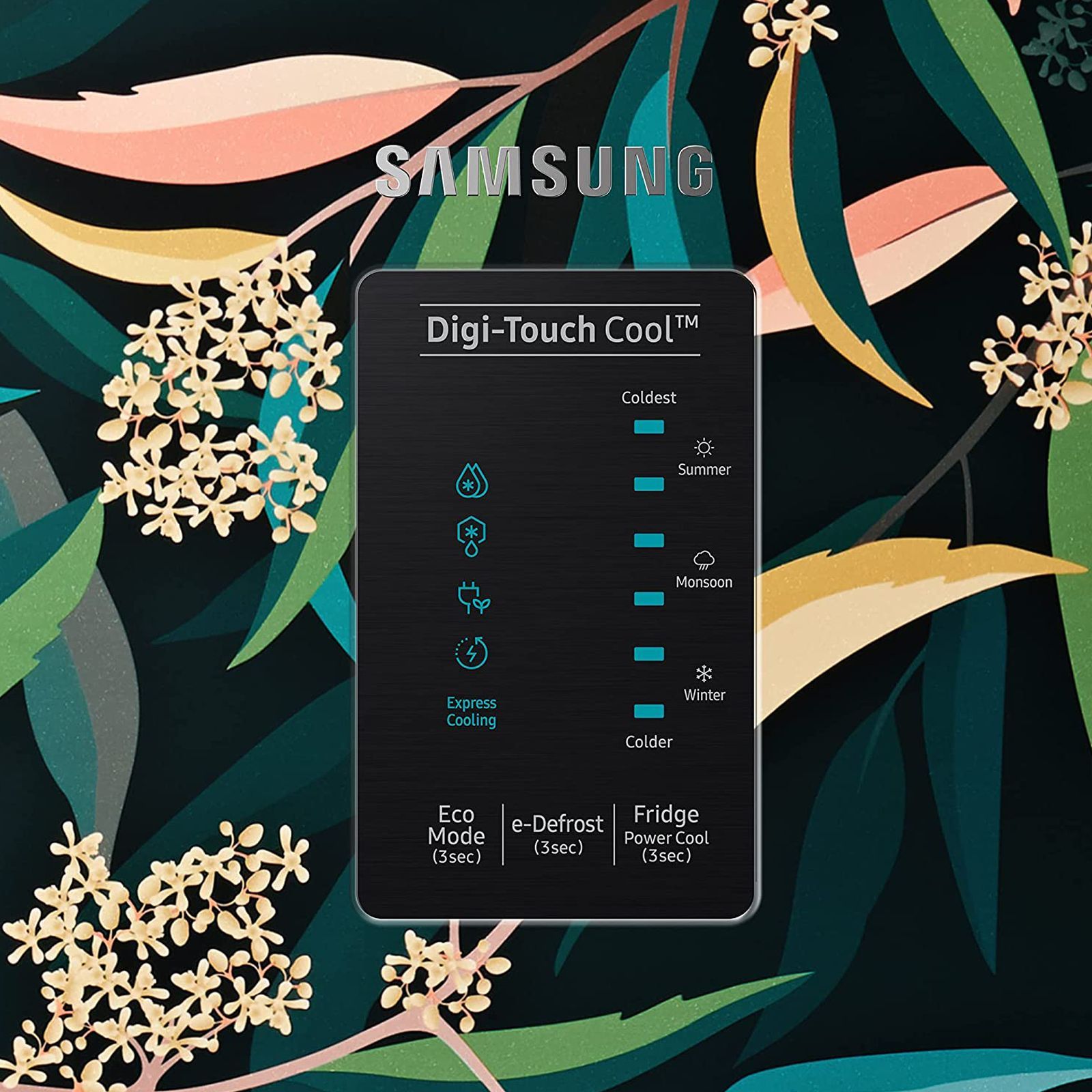 SAMSUNG Digi-Touch Cool 198 Litres 3 Star Direct Cool Single Door Refrigerator with Base Stand Drawer (RR21A2F2YTG/HL, Delight Tropical)_13