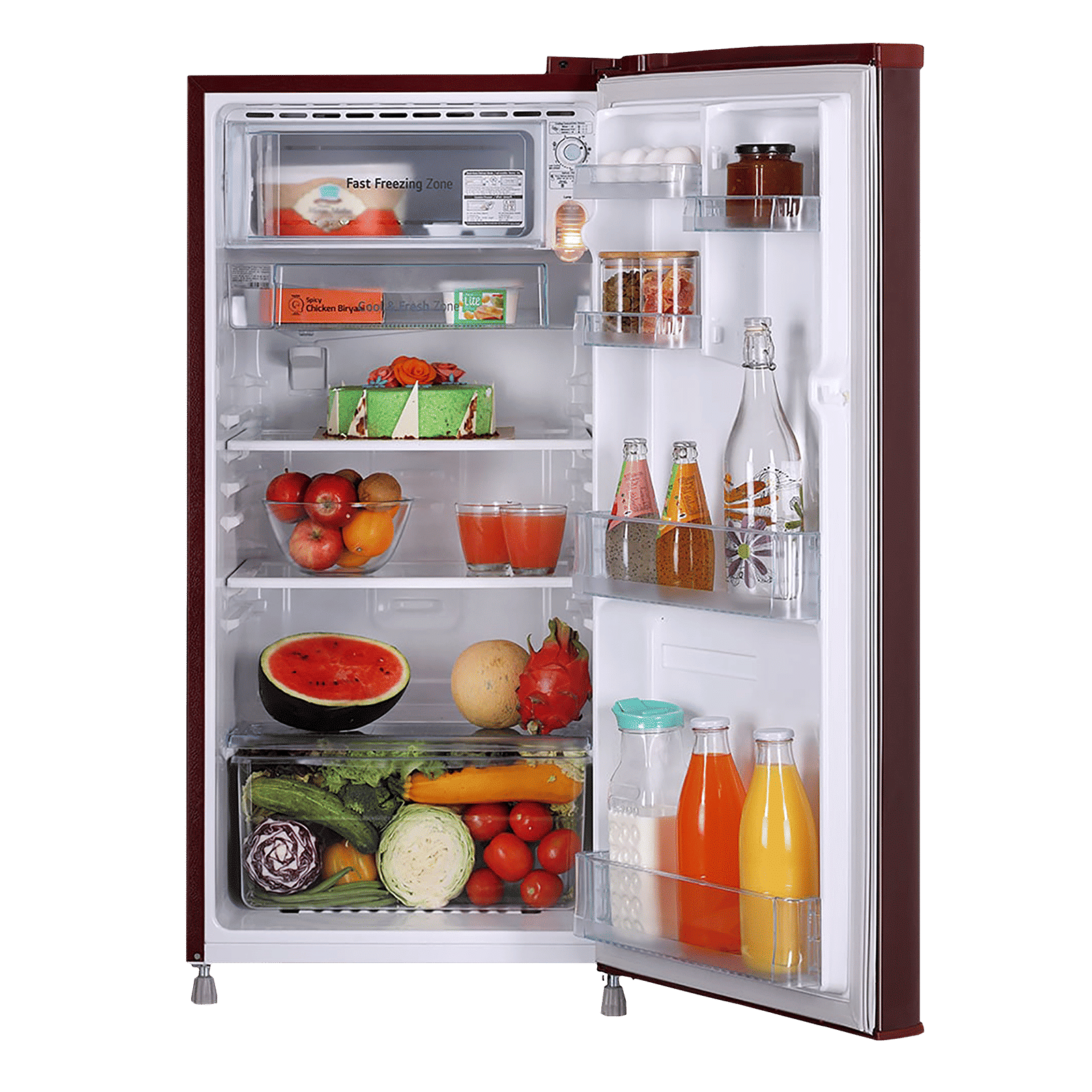 LG 185 Litres 1 Star Direct Cool Single Door Refrigerator with Stabilizer Free Operation (GL-B199OSJB.ASJZEB, Scarlet Jasmine)_5