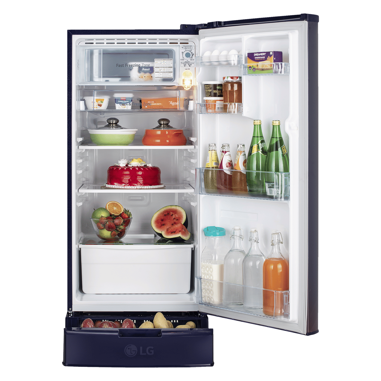 LG 190 Litres 2 Star Direct Cool Single Door Refrigerator with Stabilizer Free Operation (GL-D199OBPC.ABPZEB, Blue Plumeria)_5