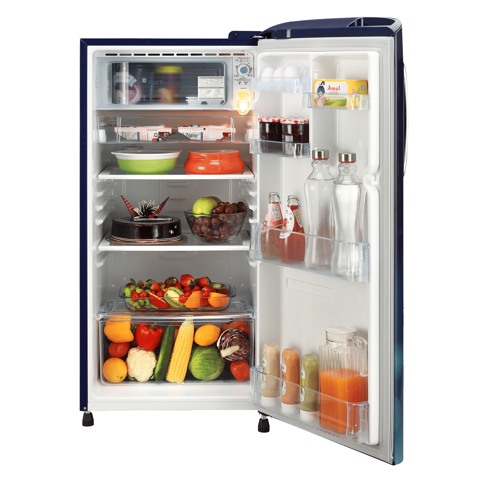 LG 190 Litres 3 Star Direct Cool Single Door Refrigerator with Stabilizer Free Operation (GL-B201ABCD.ABCZEB, Blue Charm)_5