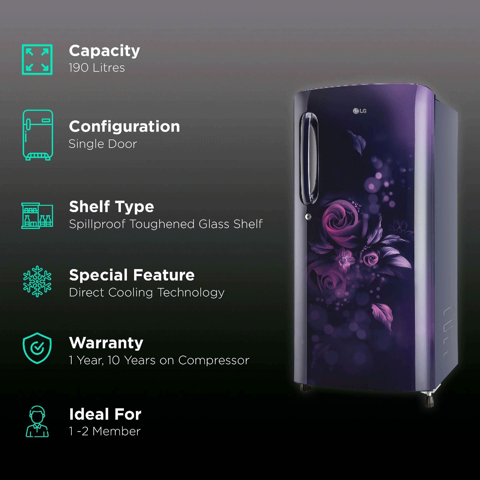 LG 190 Litres 3 Star Direct Cool Single Door Refrigerator with Stabilizer Free Operation (GL-B201ABED.ABEZEB, Blue Euphoria) LG 190 Litres 3 Star Direct Cool Single Door Refrigerator with Stabilizer Free Operation (GL-B201ABED.ABEZEB, Blue Euphoria)_2