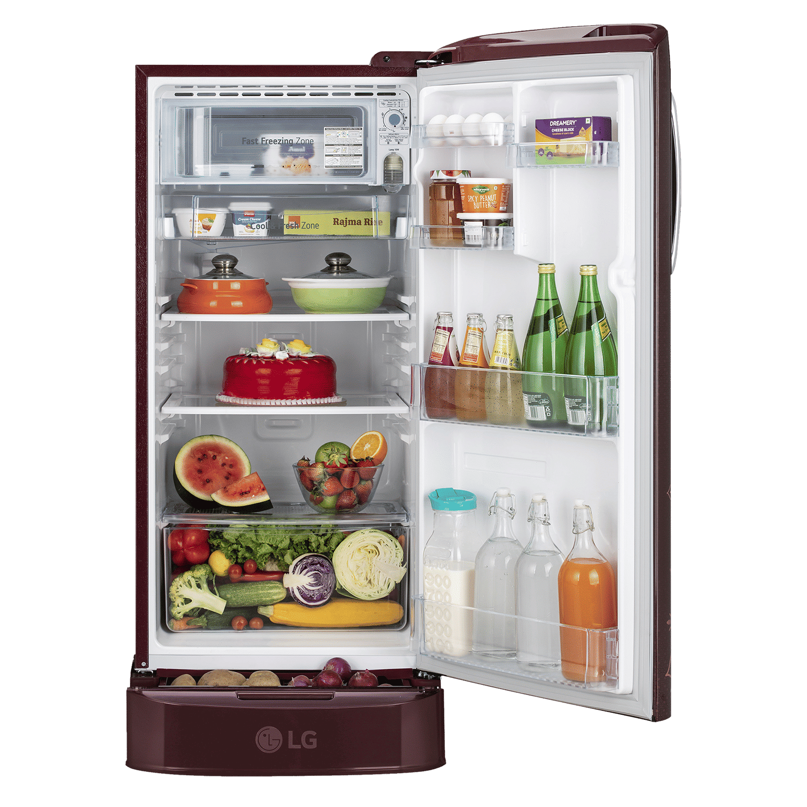 LG 185 Litres 3 Star Direct Cool Single Door Refrigerator with Stabilizer Free Operation (GL-D201ARRD.BRRZEB, Ruby Regal)_15