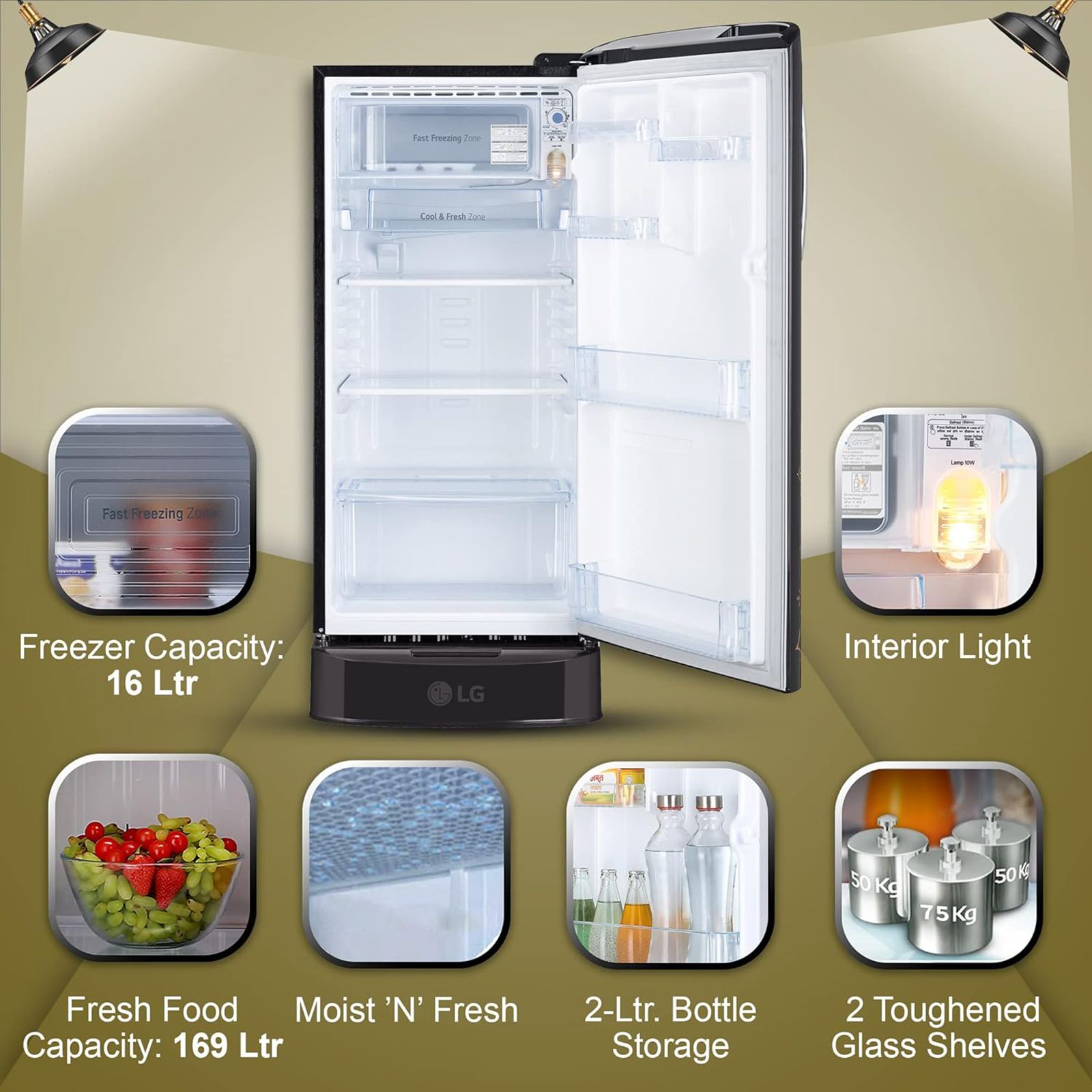LG 190 Litres 3 Star Direct Cool Single Door Refrigerator with Stabilizer Free Operation (GL-D201AERD.BERZEB, Ebony Regal)_13