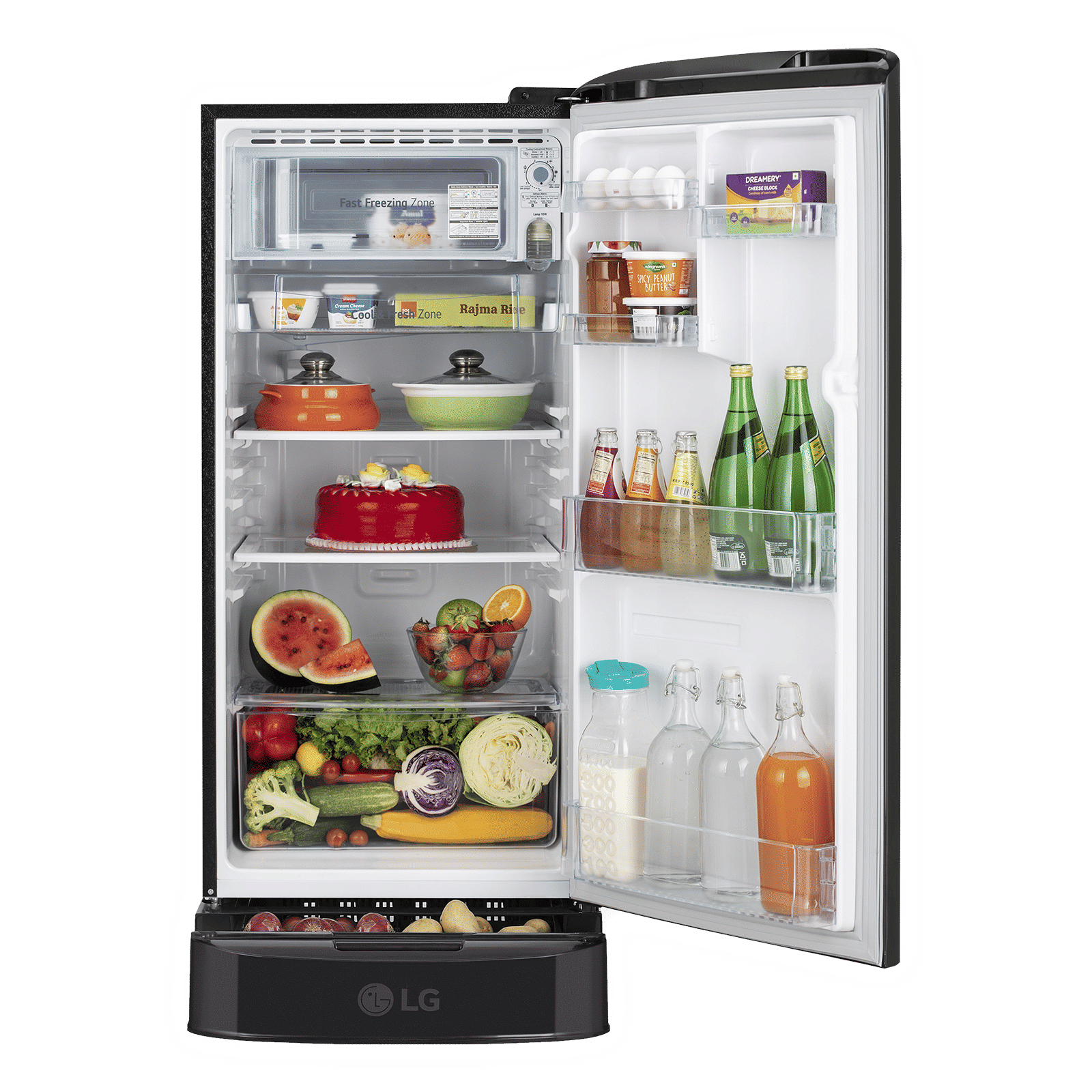 LG 190 Litres 3 Star Direct Cool Single Door Refrigerator with Stabilizer Free Operation (GL-D201AERD.BERZEB, Ebony Regal)_5