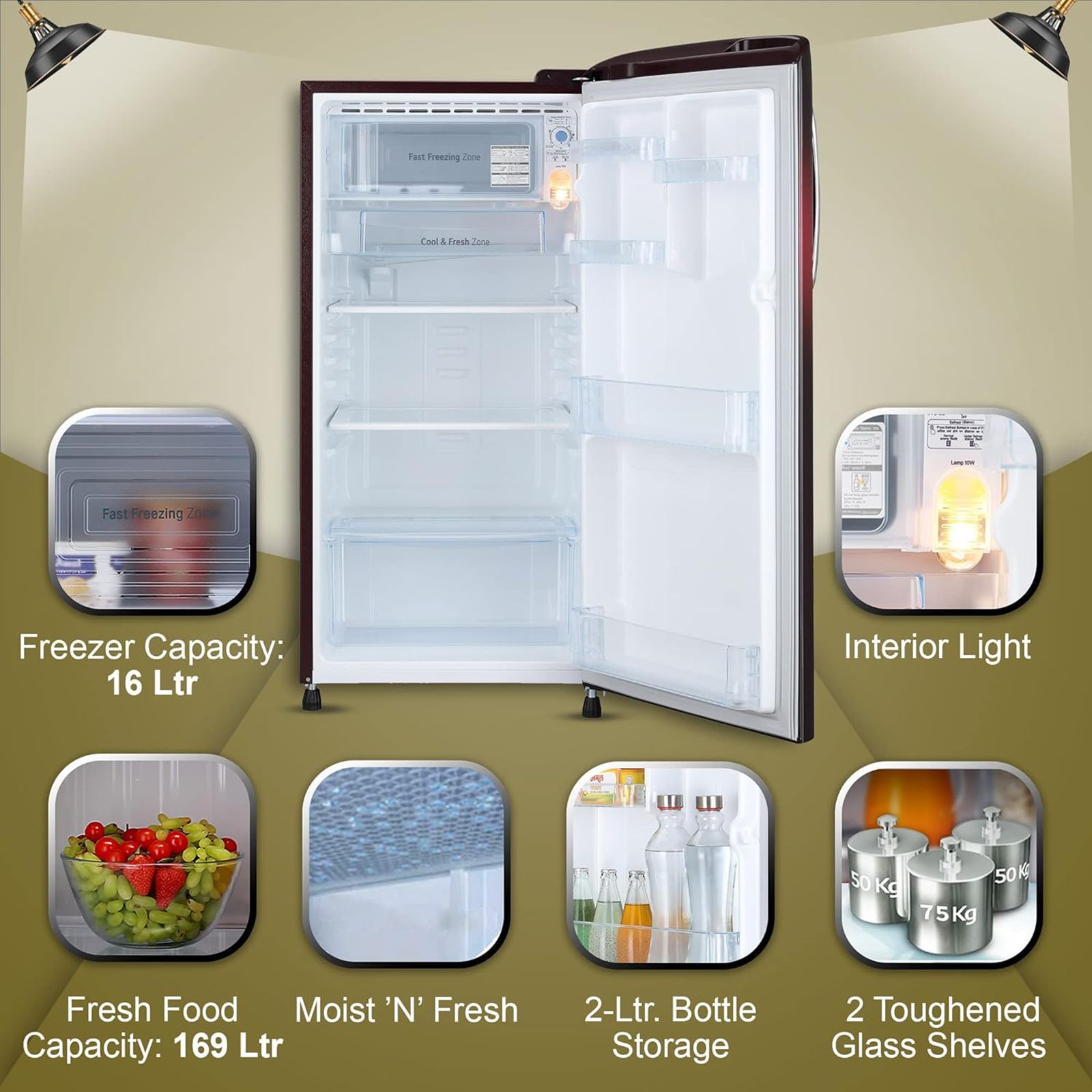 LG 185 Litres 3 Star Direct Cool Single Door Refrigerator with Stabilizer Free Operation (GL-B201ASVD.BSVZEB, Scarlet Victoria) LG 185 Litres 3 Star Direct Cool Single Door Refrigerator with Stabilizer Free Operation (GL-B201ASVD.BSVZEB, Scarlet Victoria)_13