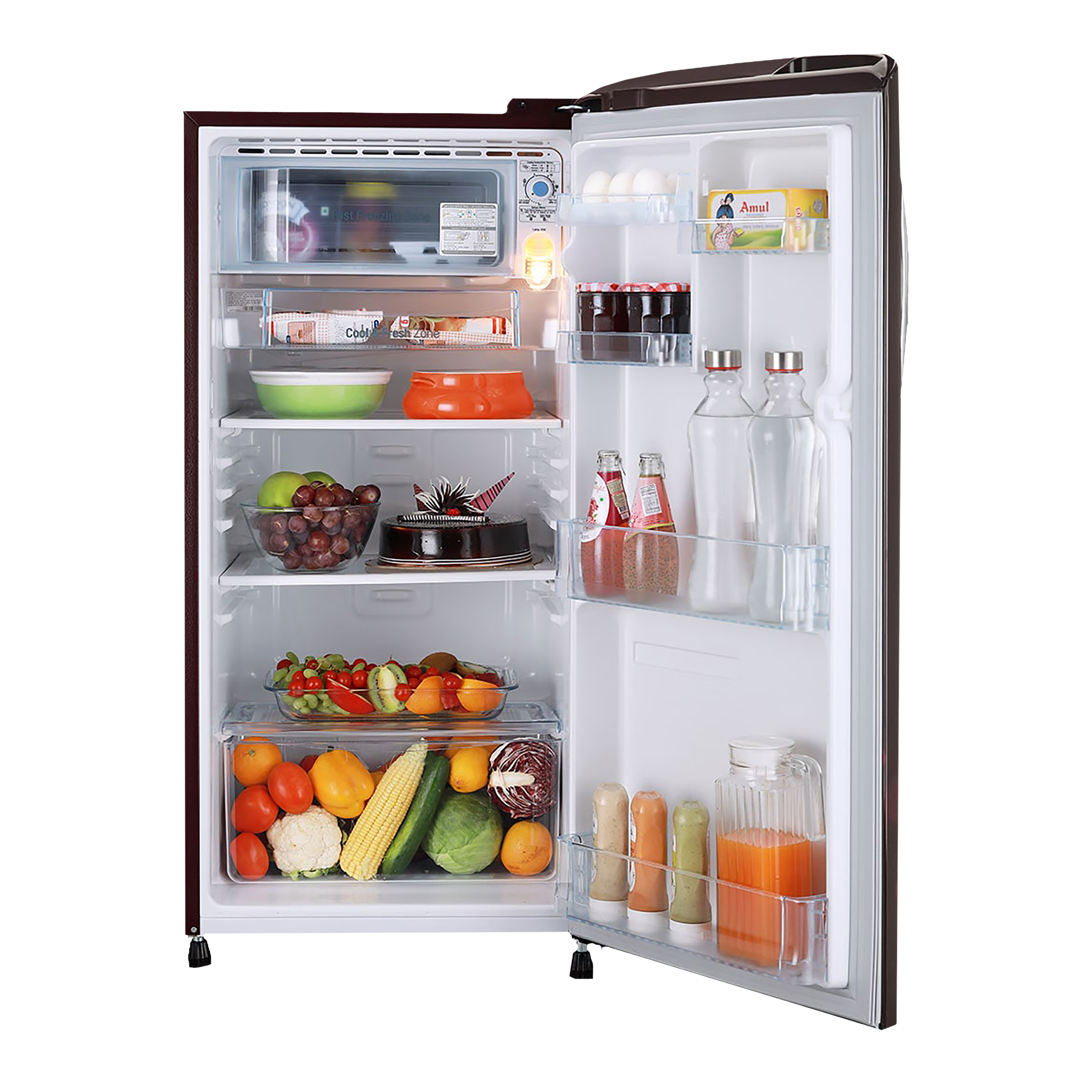 LG 190 Litres 5 Star Direct Cool Single Door Refrigerator with Stabilizer Free Operation (GL-B201ASEZ.BSEZEB, Scarlet Euphoria)_5