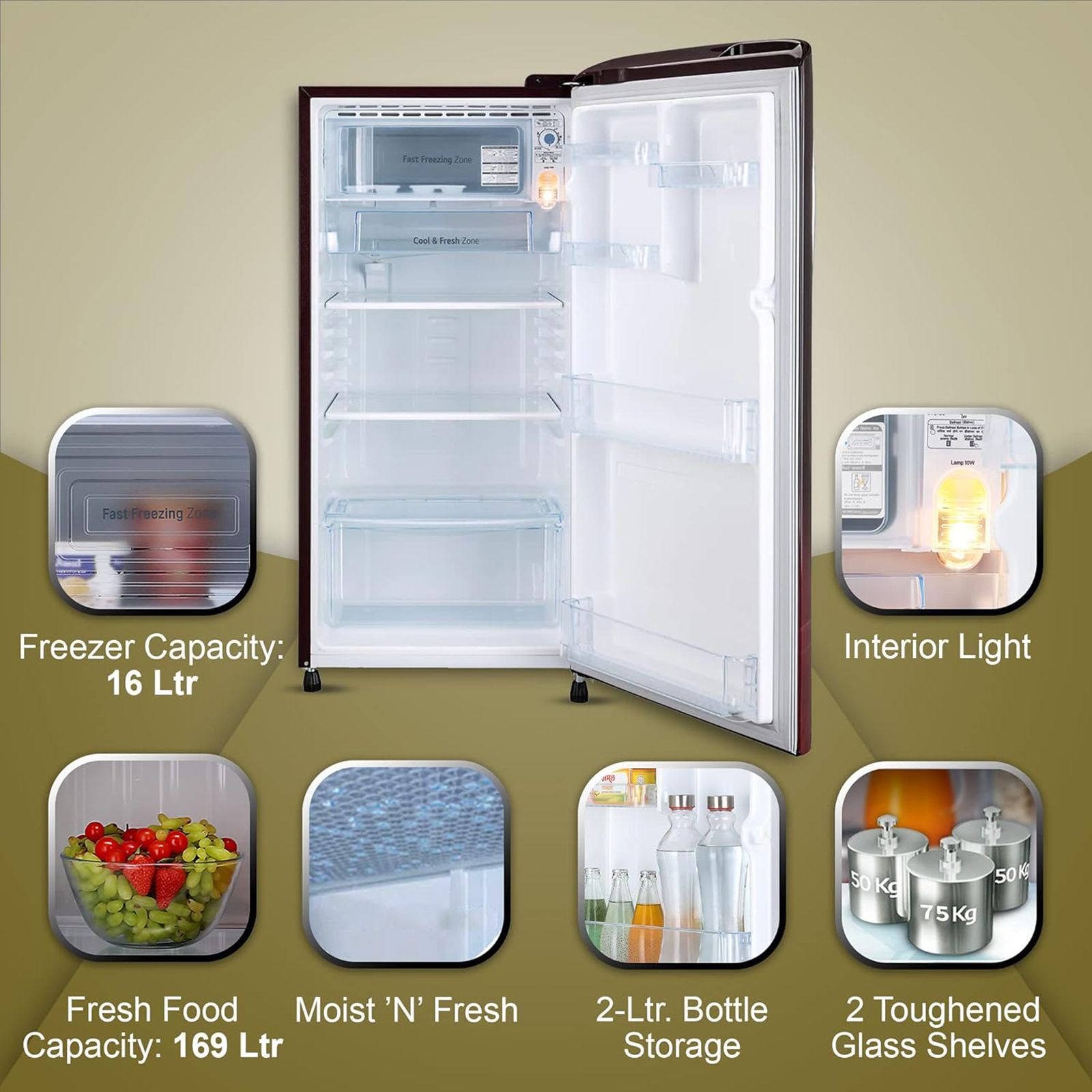 LG 190 Litres 3 Star Direct Cool Single Door Refrigerator with Stabilizer Free Operation (GL-B201ASPD.ASPZEB, Scarlet Plumeria)_14