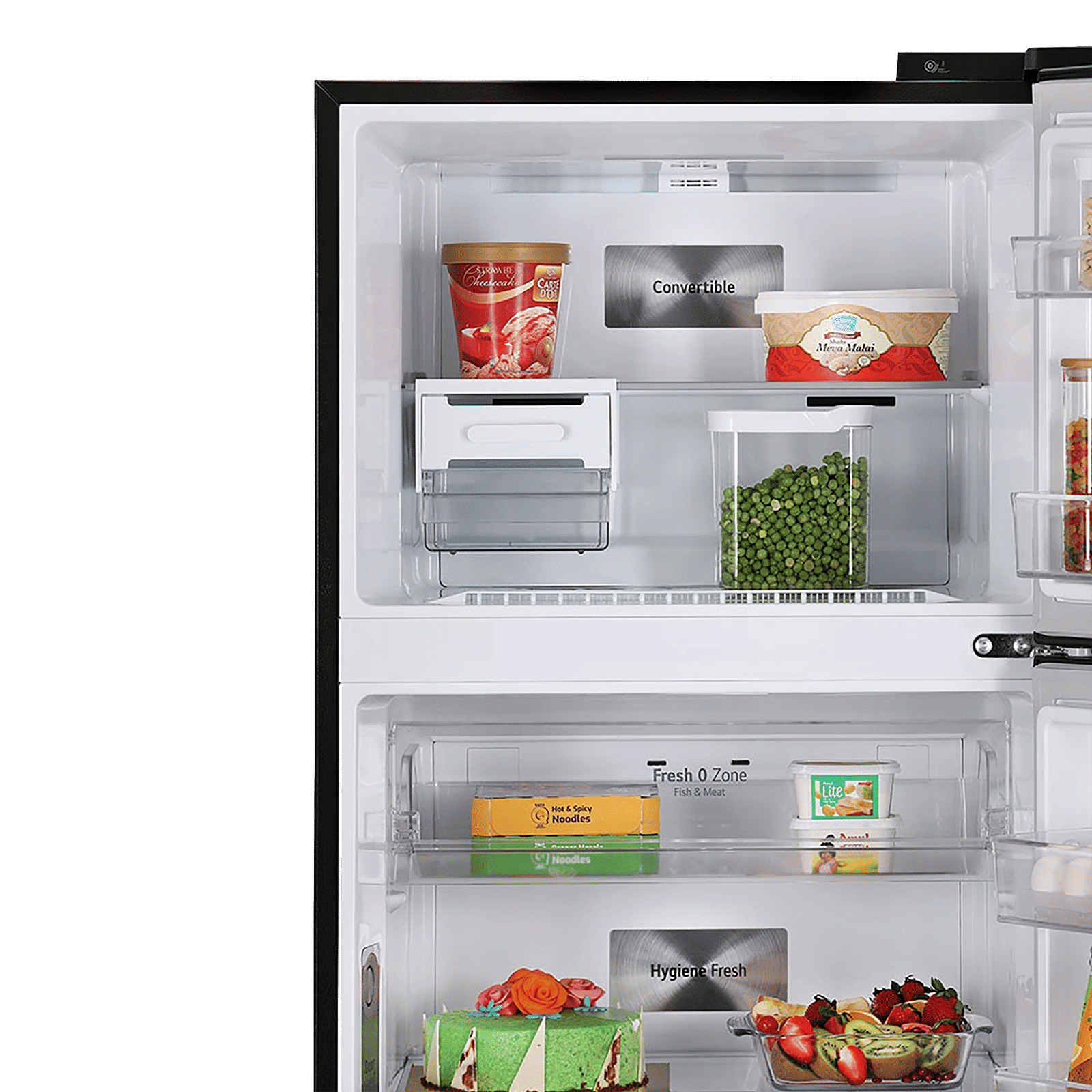 LG 398 Litres 3 Star Frost Free Double Door Smart Wi-Fi Enabled Convertible Refrigerator with Fresh O Zone (GL-T422VESX.DESZEB, Ebony Sheen)_7