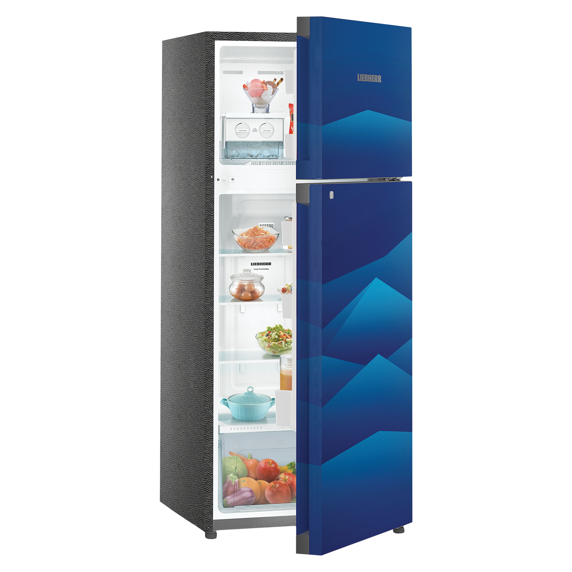 LIEBHERR 265 Litres 3 Star Frost Free Double Door Refrigerator with Forced Air Cooling (TCBL 2620, Blue Landscape)_7