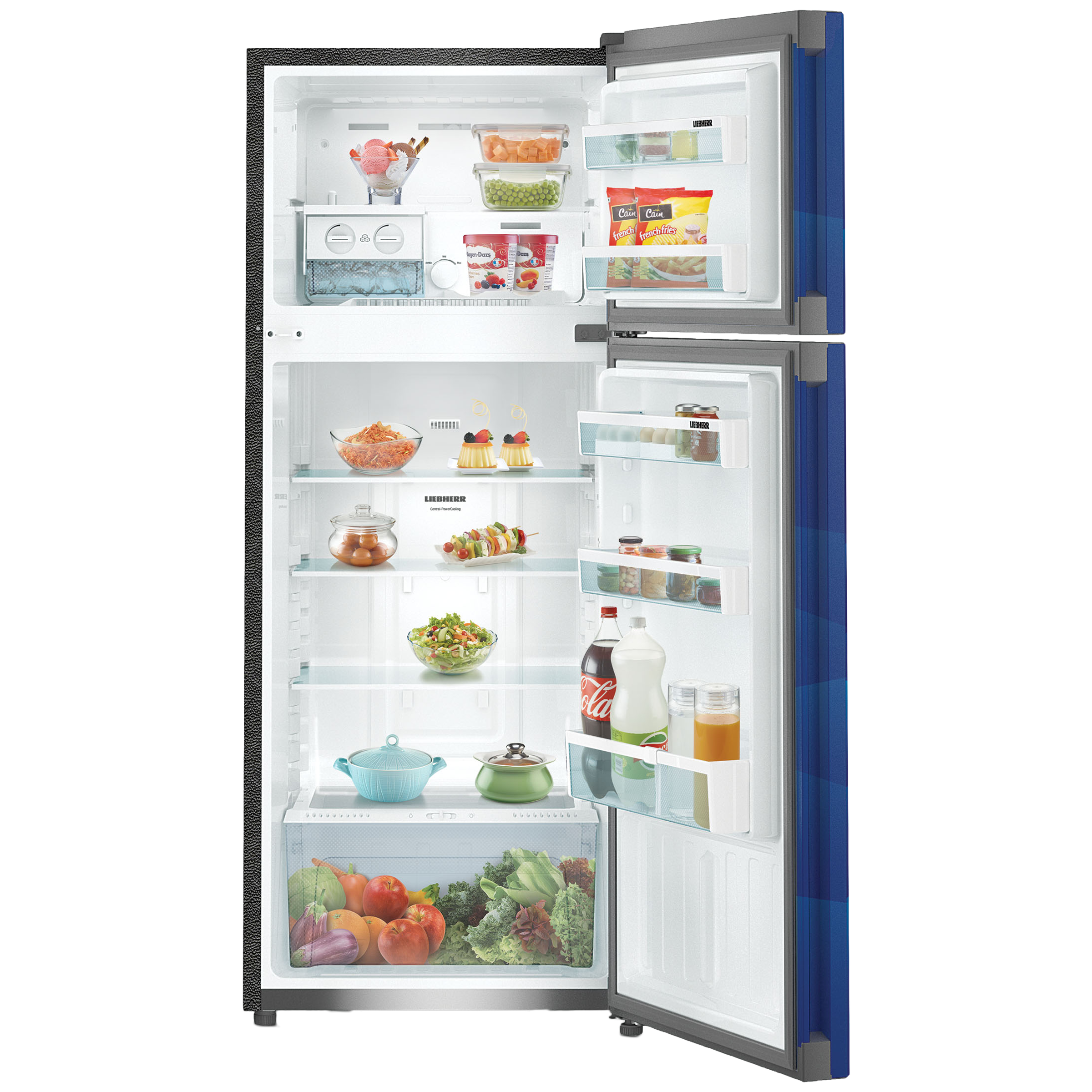 LIEBHERR 265 Litres 3 Star Frost Free Double Door Refrigerator with Forced Air Cooling (TCBL 2620, Blue Landscape)_4