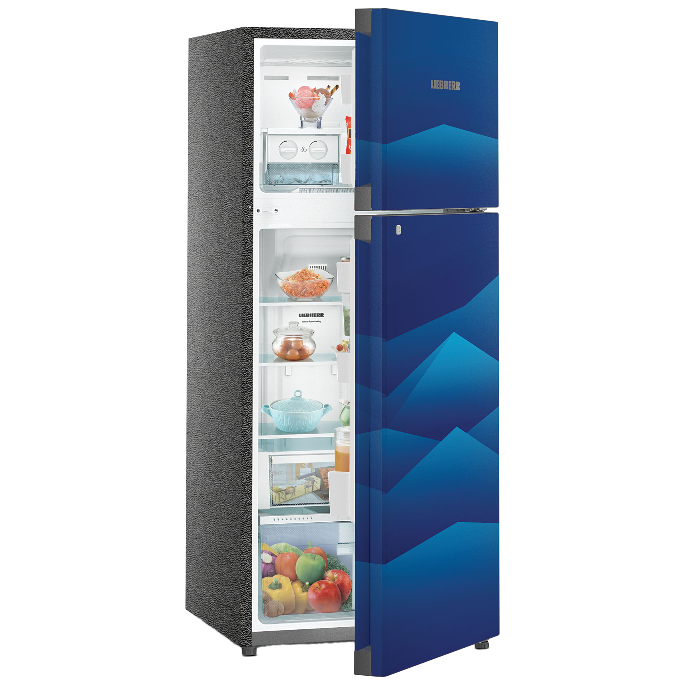 LIEBHERR 265 Litres 3 Star Frost Free Double Door Refrigerator with Forced Air Cooling (TCBL 2640, Blue Landscape)_8