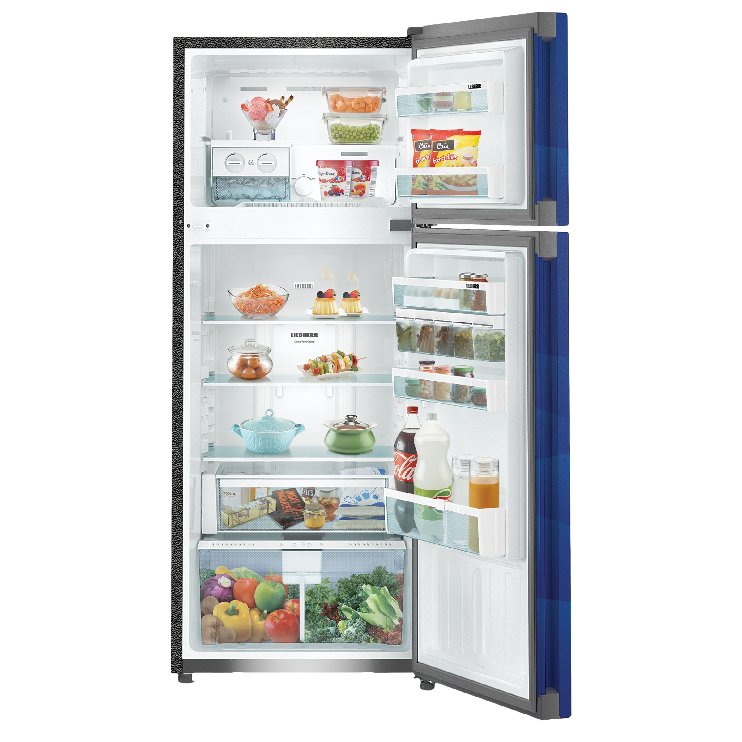 LIEBHERR 265 Litres 3 Star Frost Free Double Door Refrigerator with Forced Air Cooling (TCBL 2640, Blue Landscape)_4