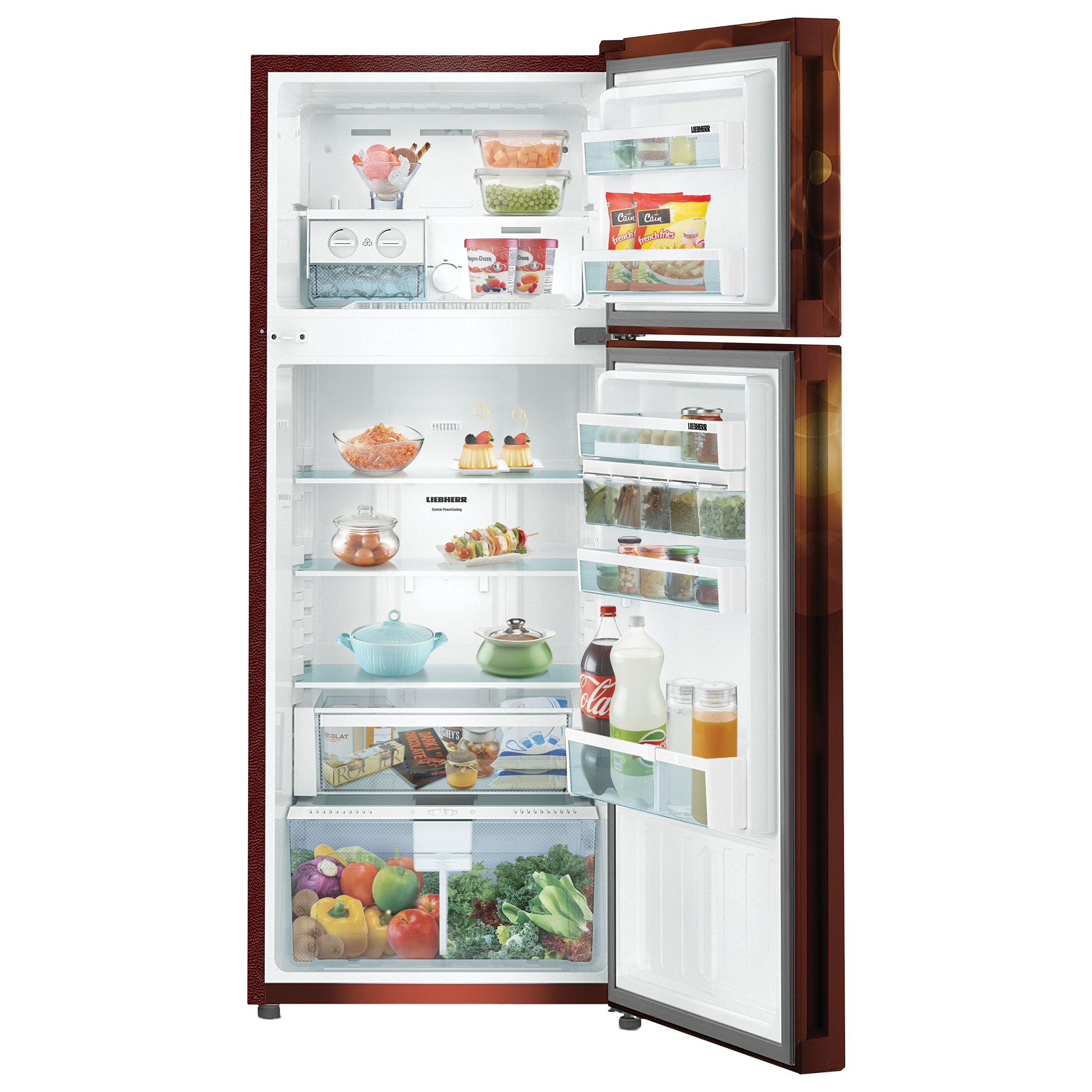 LIEBHERR 265 Litres 3 Star Frost Free Double Door Refrigerator with Central Power Cooling (TCBB 2640, Brown Bubble)_4