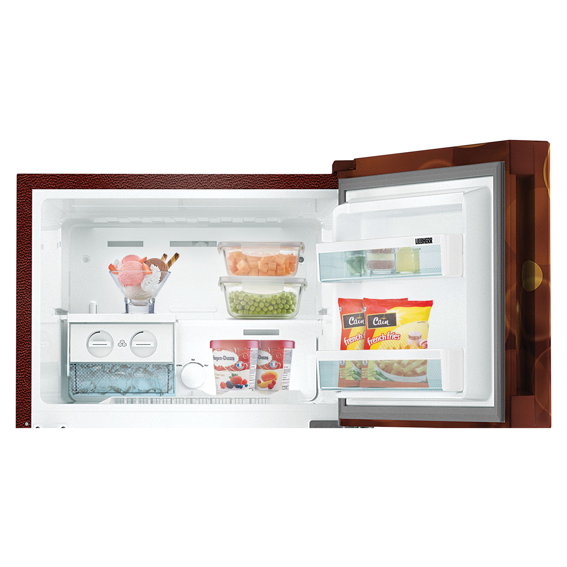 LIEBHERR 265 Litres 3 Star Frost Free Double Door Refrigerator with Central Power Cooling (TCBB 2640, Brown Bubble)_6